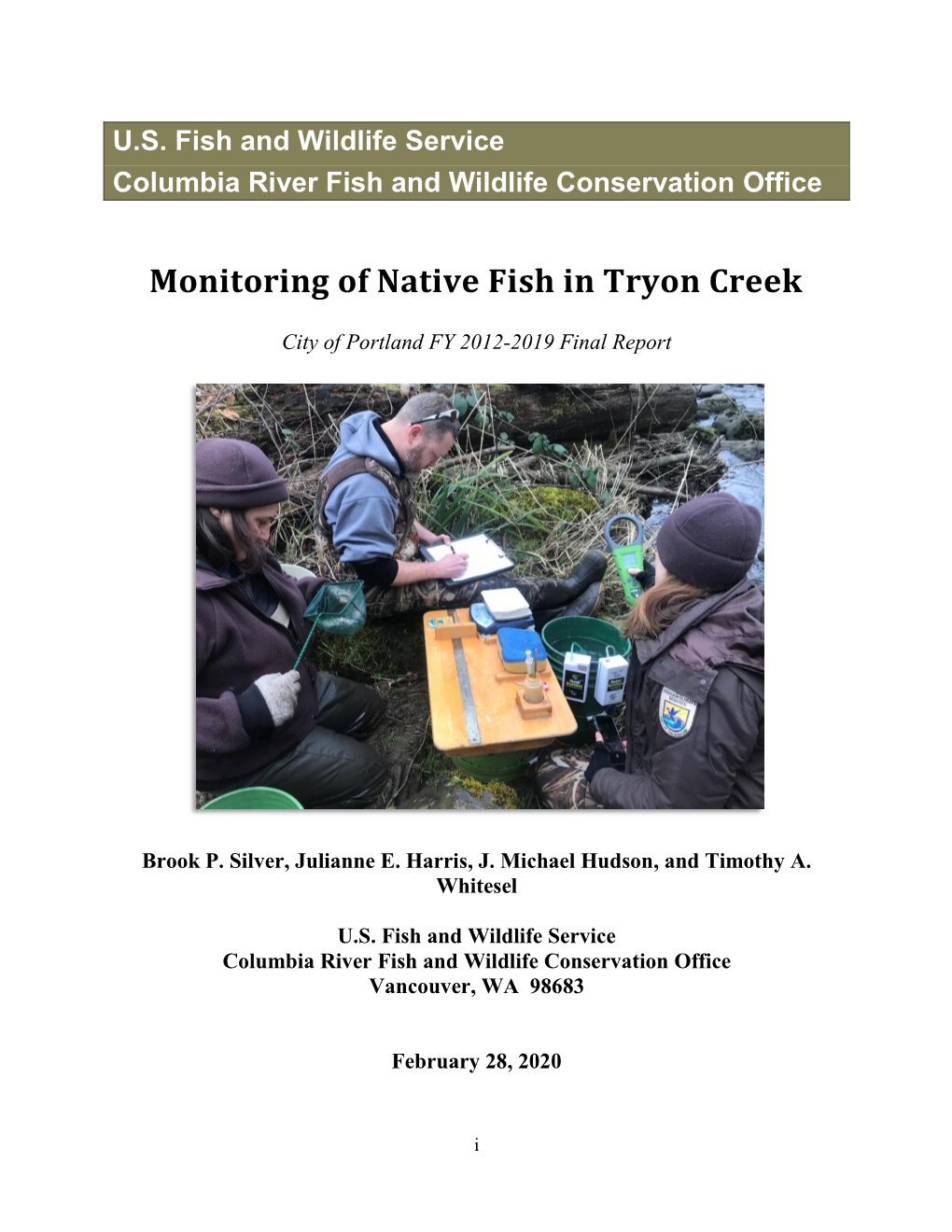 Monitoring of Native Fish in Tryon Creek