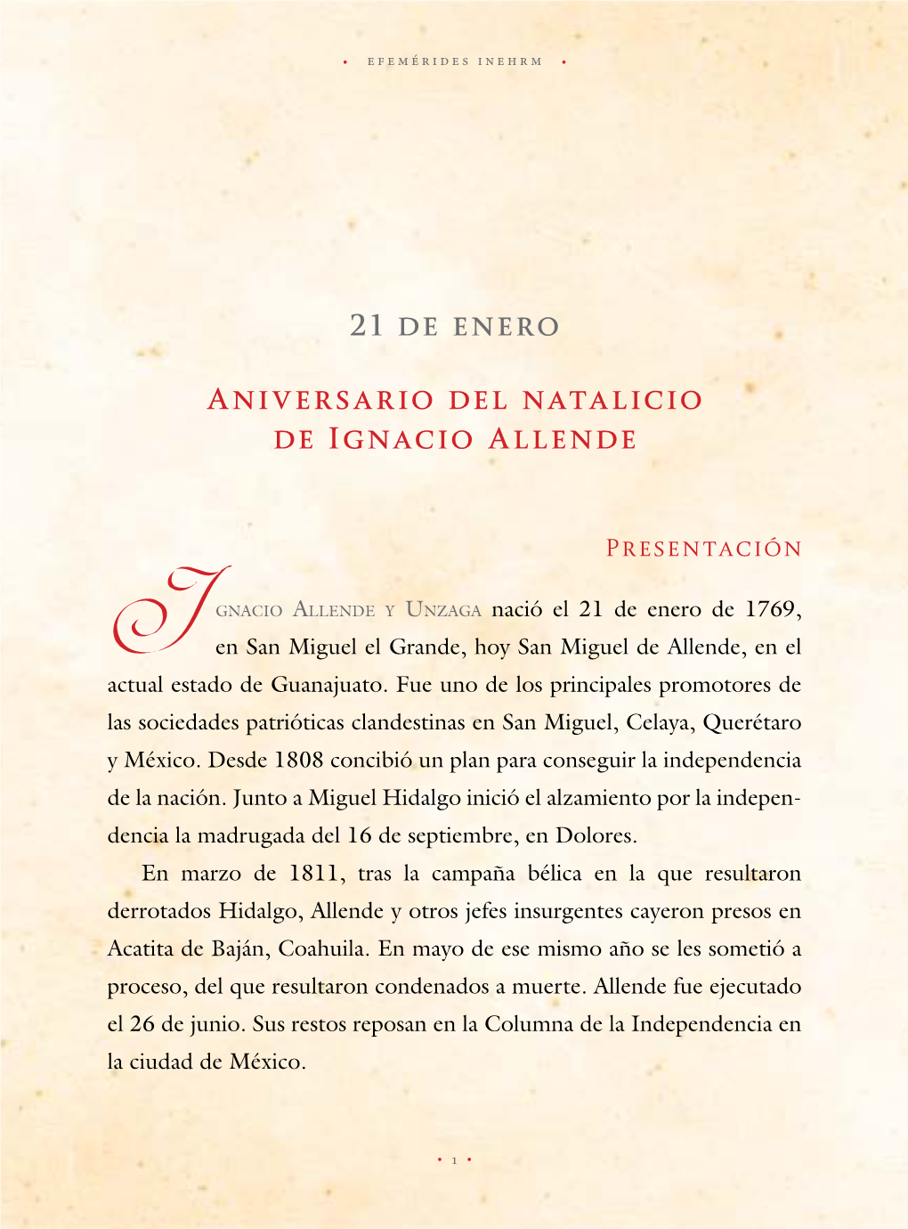 21 De Enero Aniversario Del Natalicio De Ignacio Allende