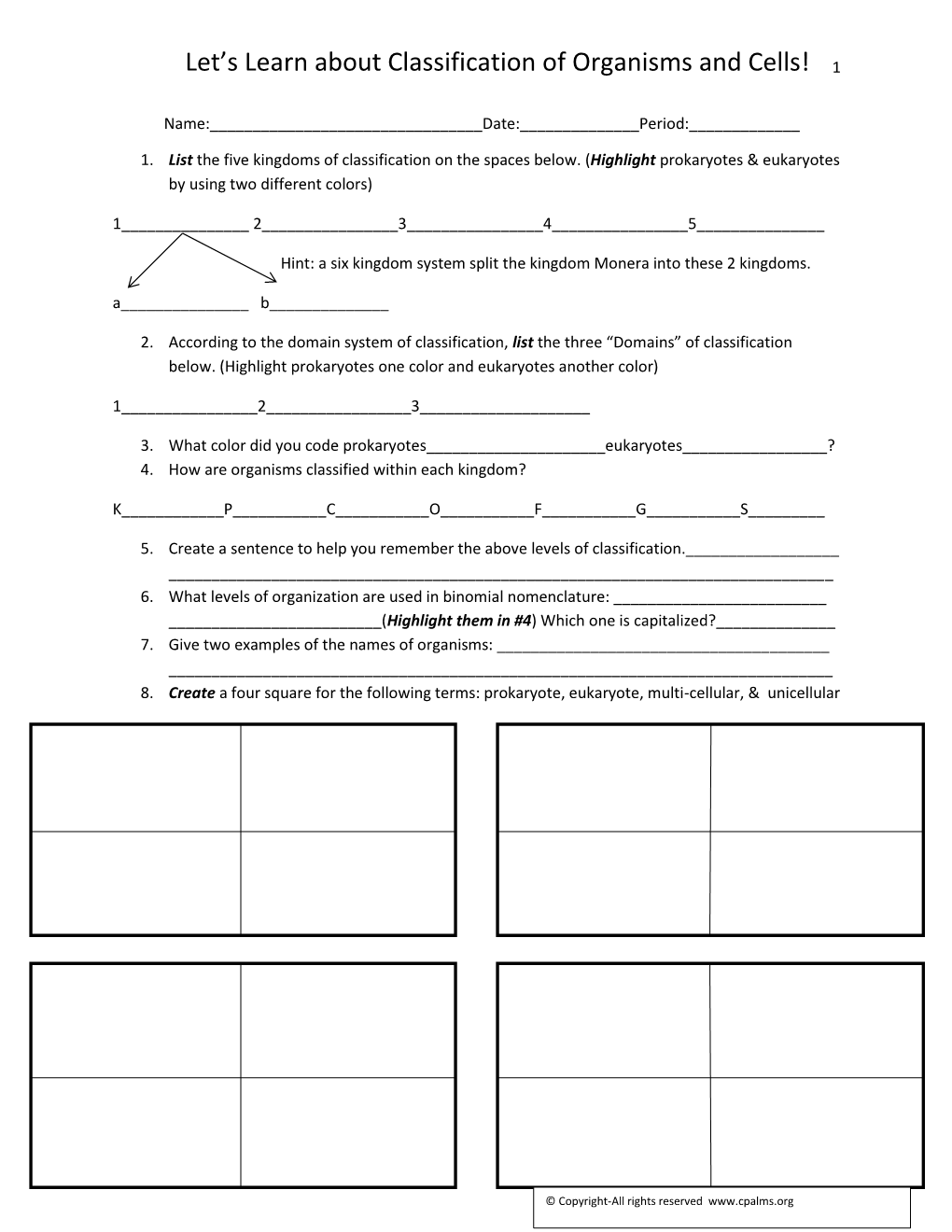 Let's Learn About Classification of Organisms and Cells!