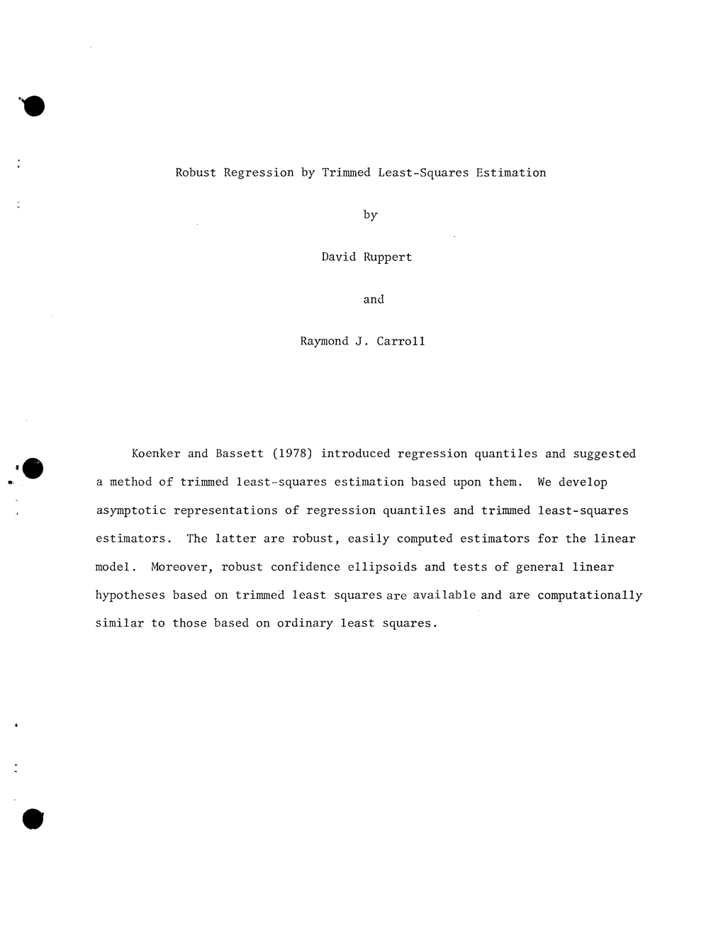 Robust Regression by Trimmed Least-Squares Estimation by David