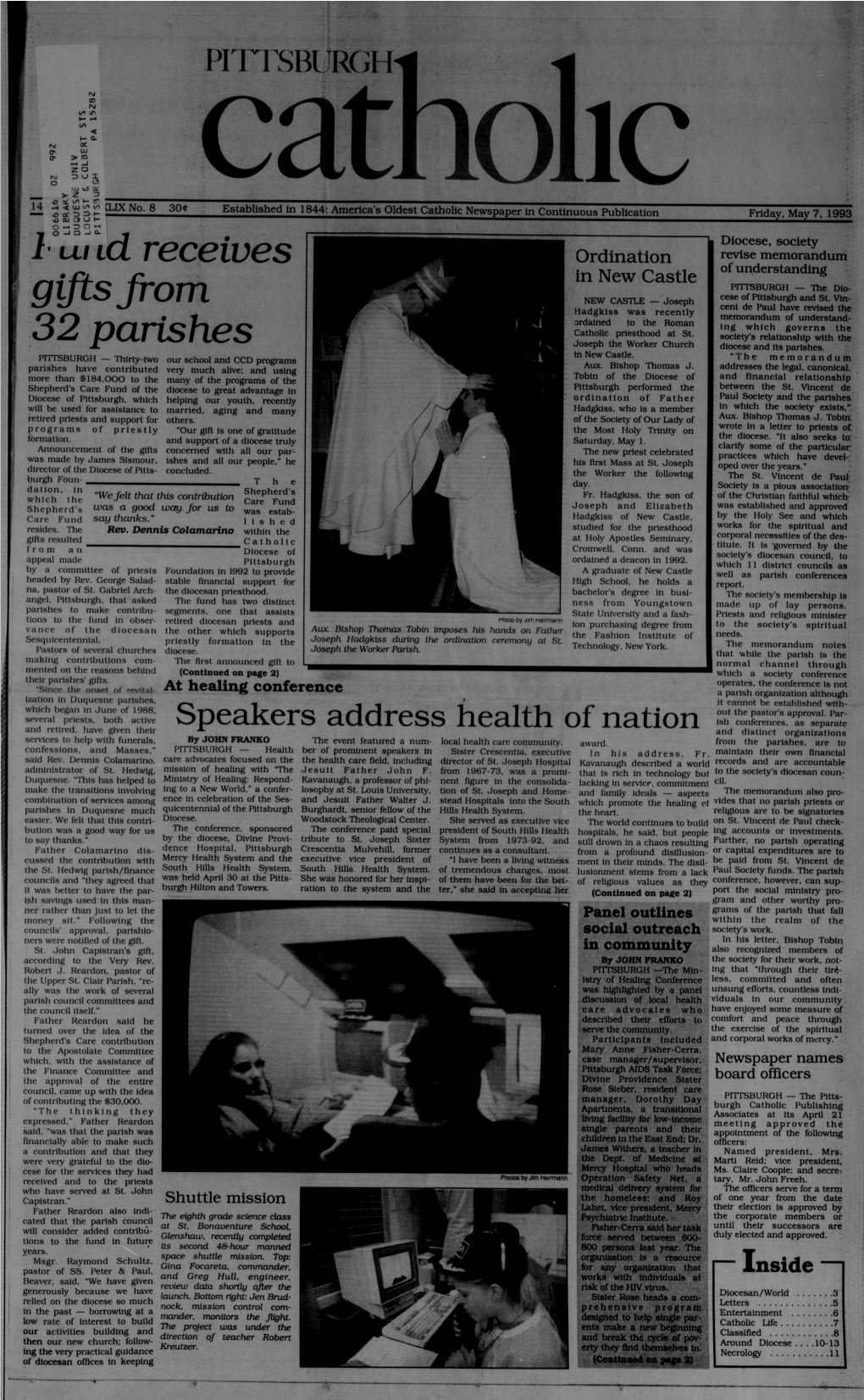 Catholic Newspaper in Continuous Publication Friday, May 7, 1993 « D 1 0 U O N - 1 O -* O -) O