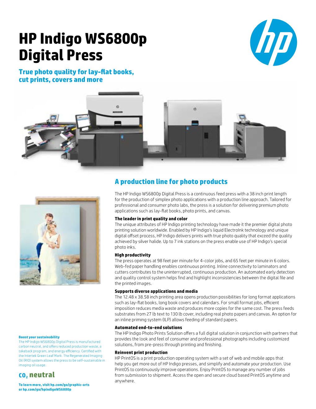 HP Indigo Ws6800p Digital Press True Photo Quality for Lay-Flat Books, Cut Prints, Covers and More
