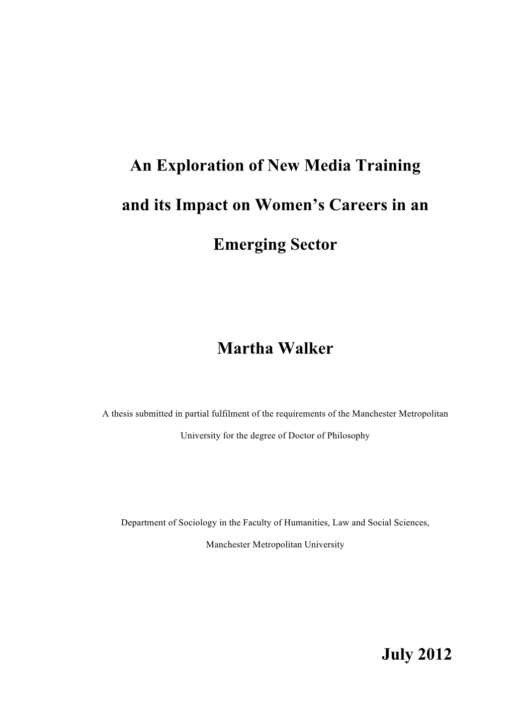 An Exploration of New Media Training and Its Impact on Women's Careers