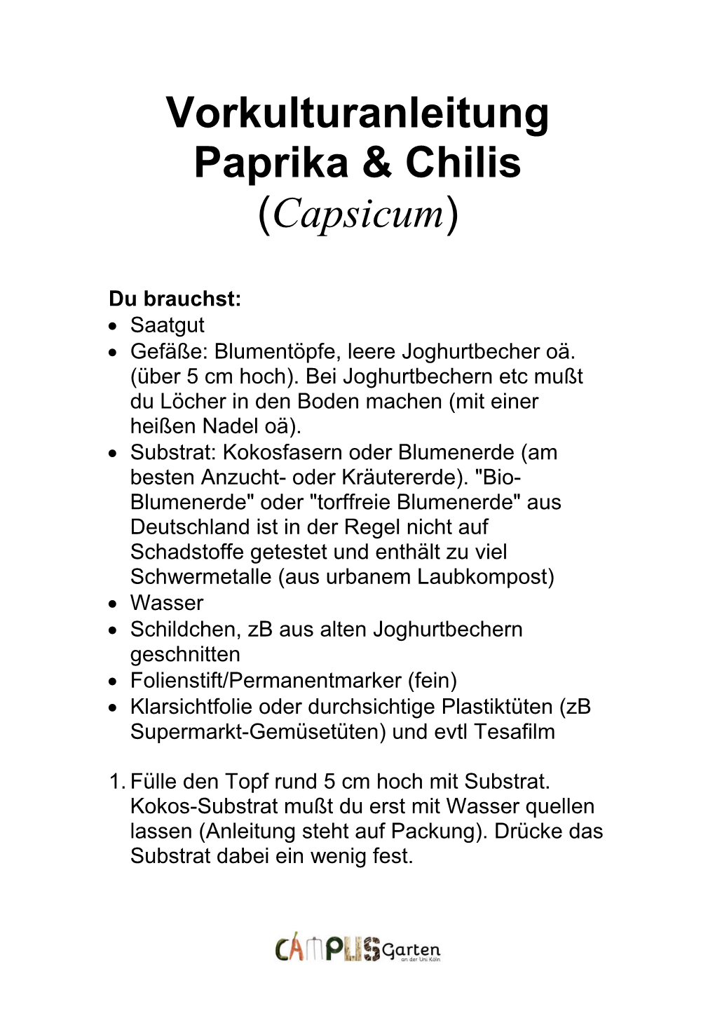 Vorkulturanleitung Paprika & Chilis (Capsicum)