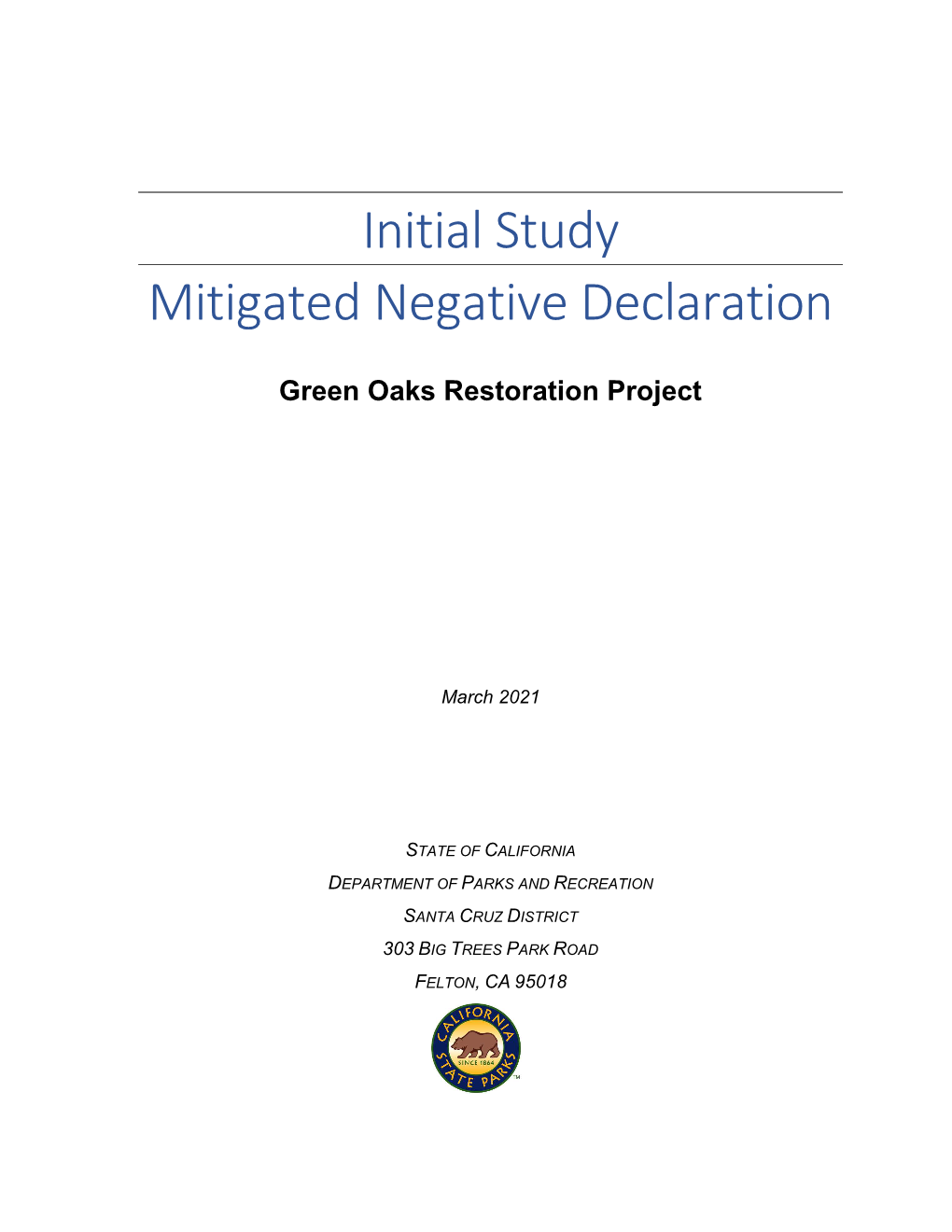 Initial Study Mitigated Negative Declaration