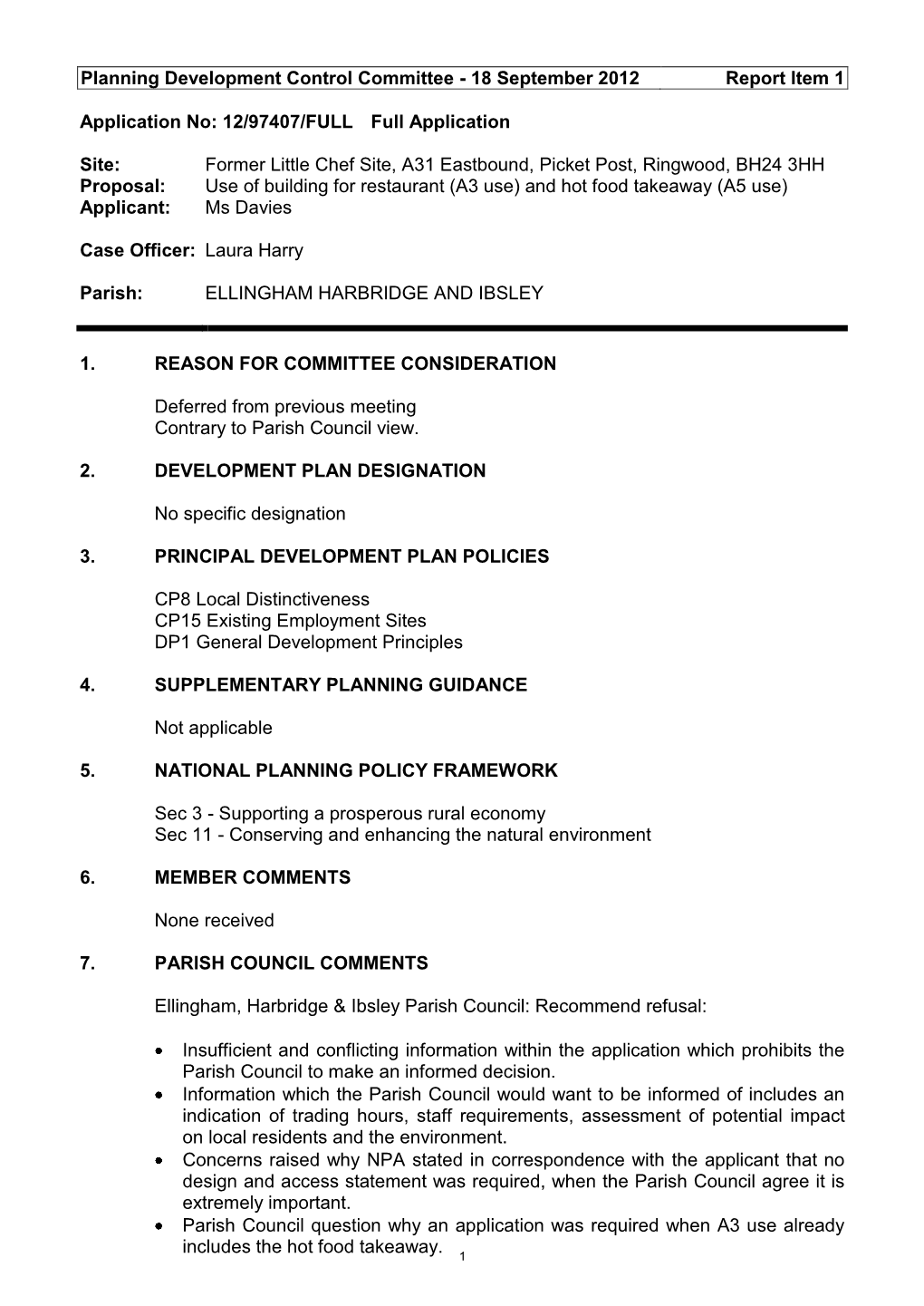 Planning Development Control Committee - 18 September 2012 Report Item 1