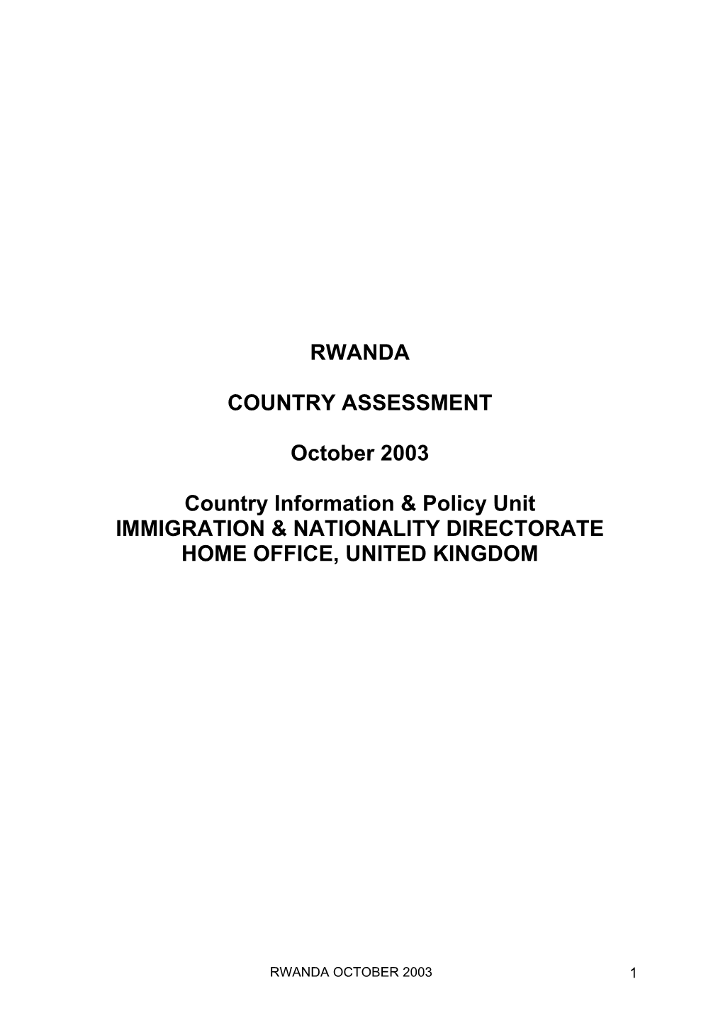 Rwanda: Country Assessment of Information & Policy Unit