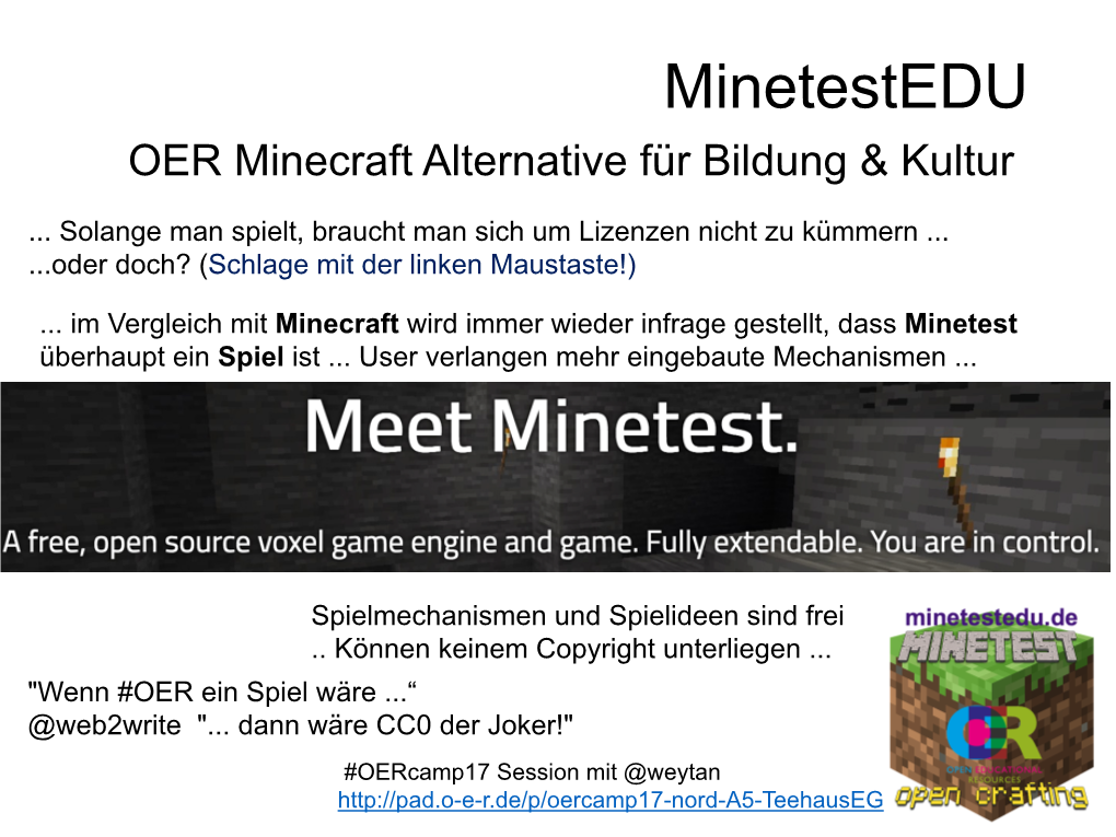 Minetestedu OER Minecraft Alternative Für Bildung & Kultur