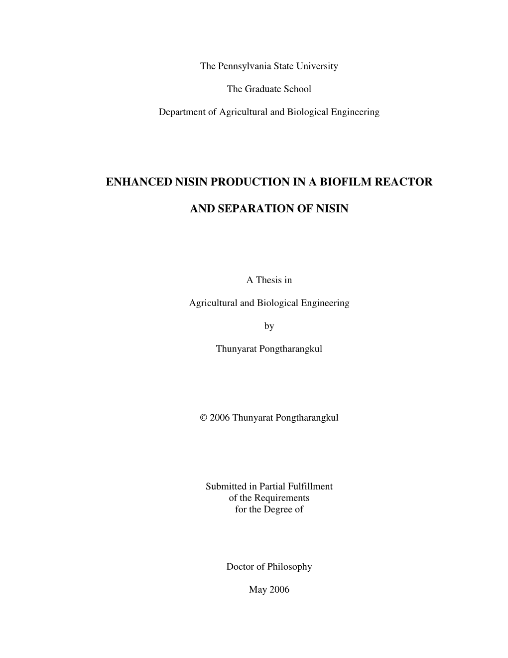 Enhanced Nisin Production in a Biofilm Reactor And