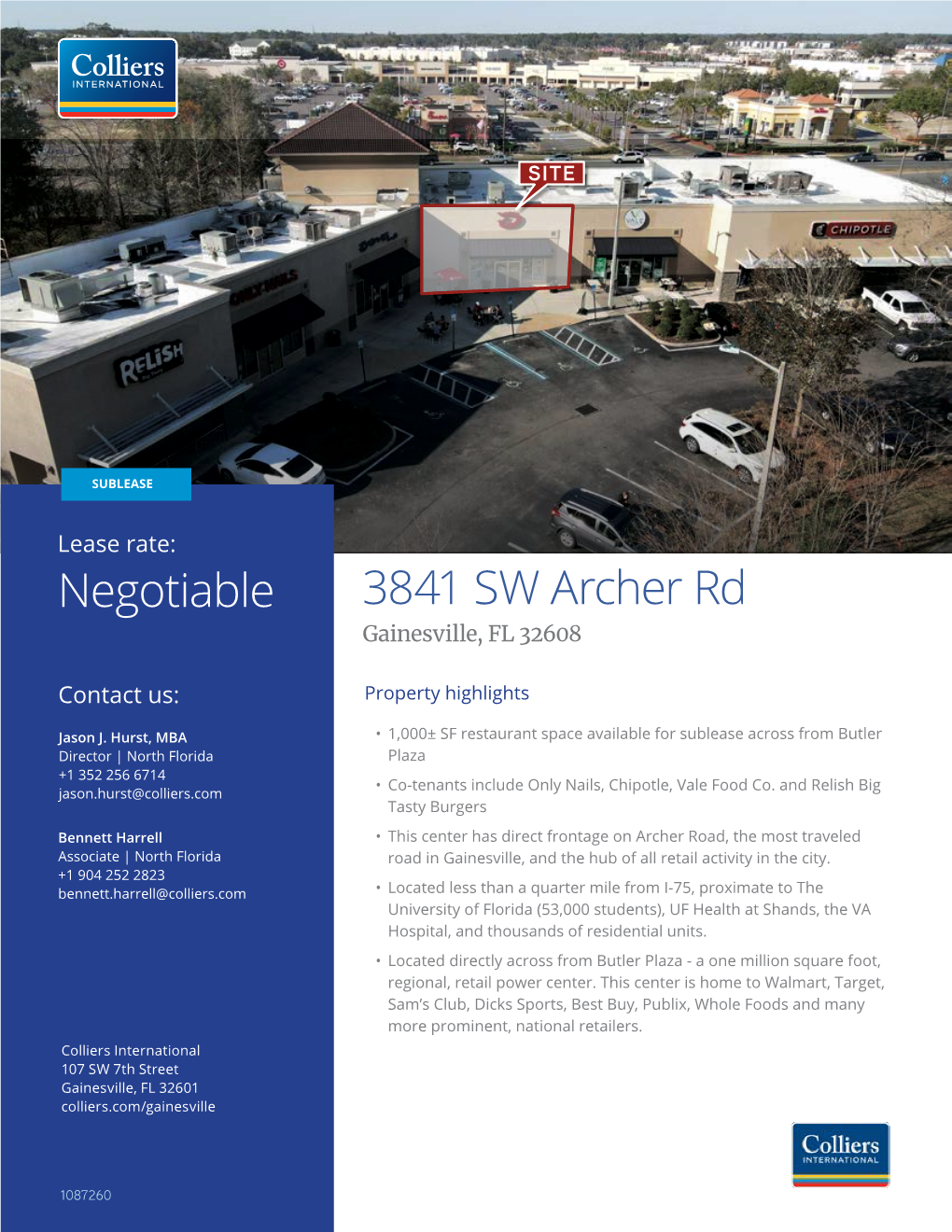 Negotiable 3841 SW Archer Rd Gainesville, FL 32608
