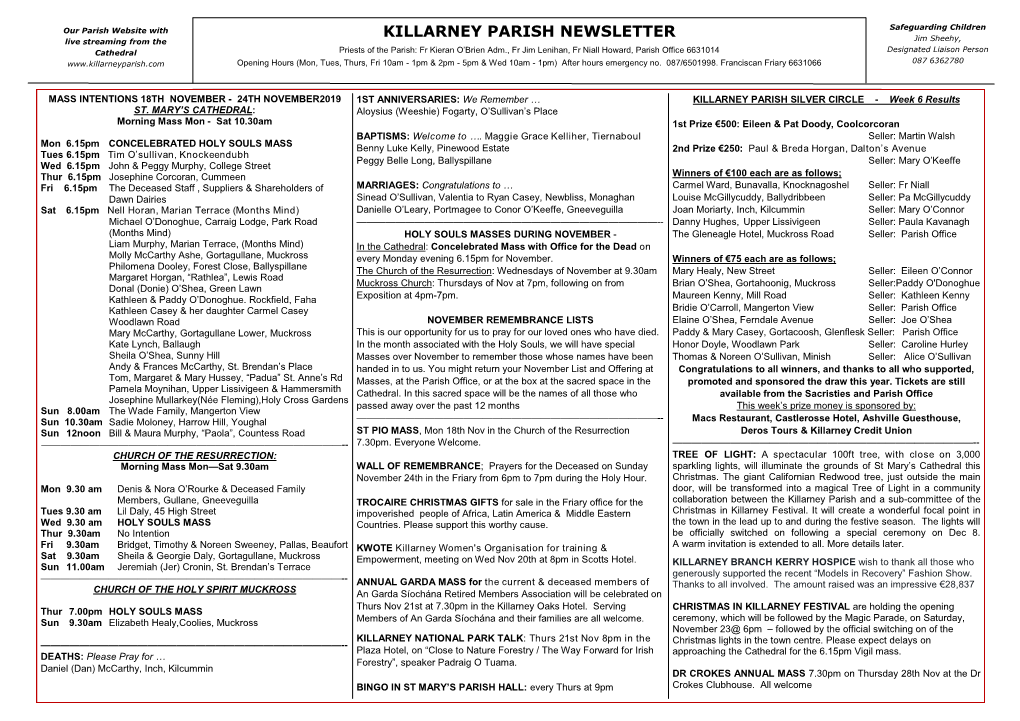 Killarney Parish Newsletter