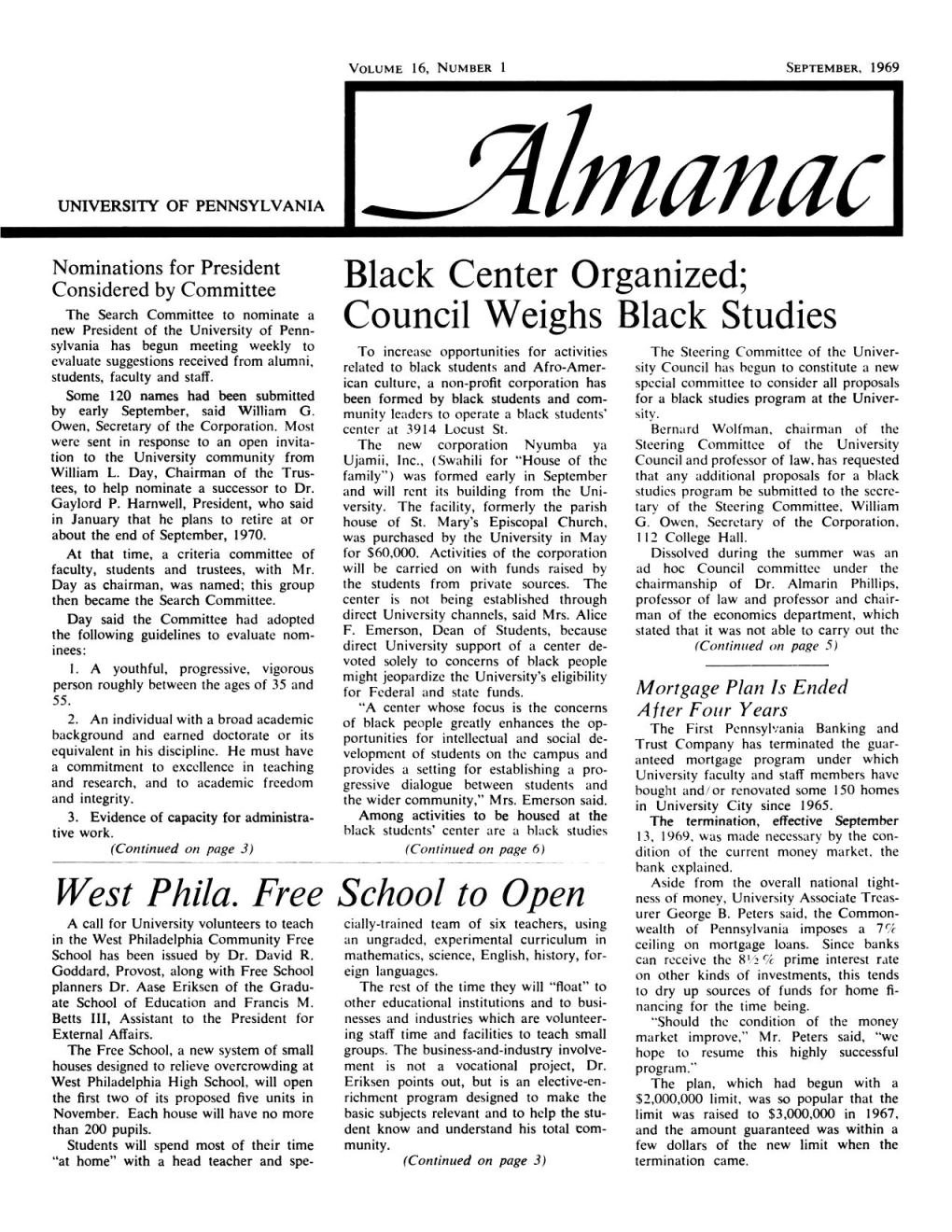 Almanac, 09/1969, Vol. 16, No. 01