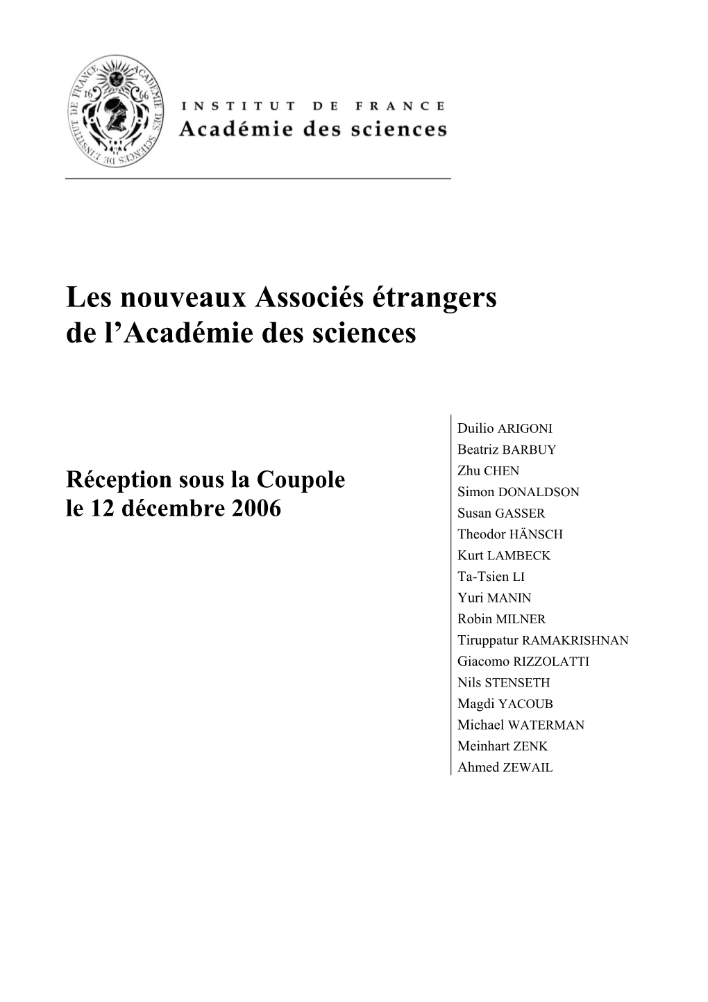 Brochure Des Nouveaux Associés Étrangers