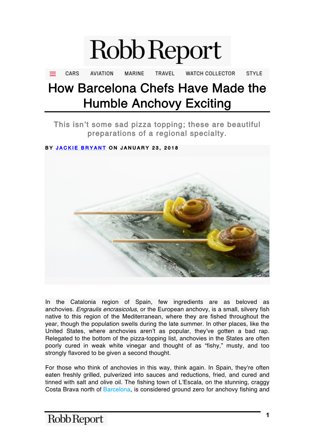 How Barcelona Chefs Have Made the Humble Anchovy Exciting