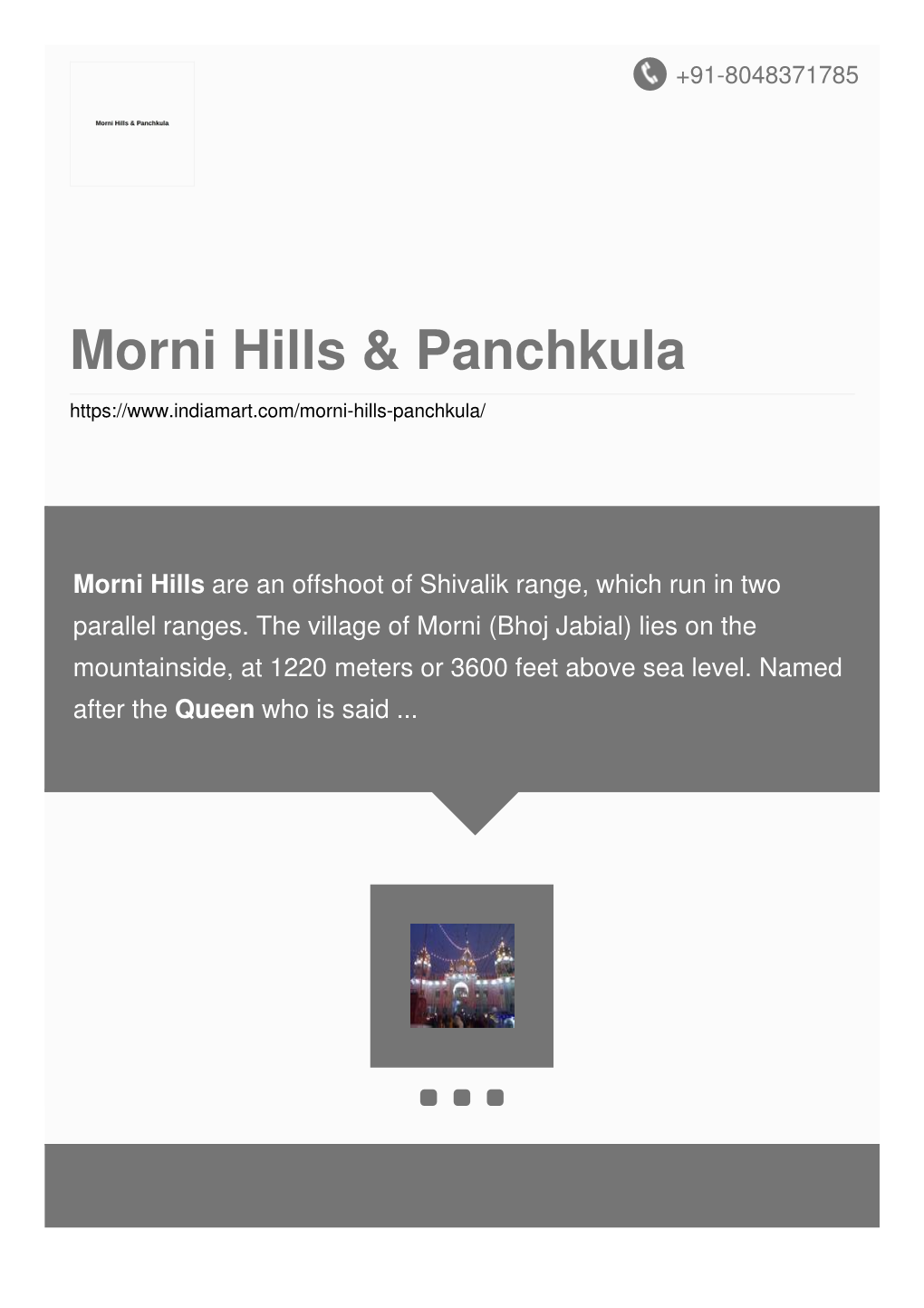 Morni Hills & Panchkula