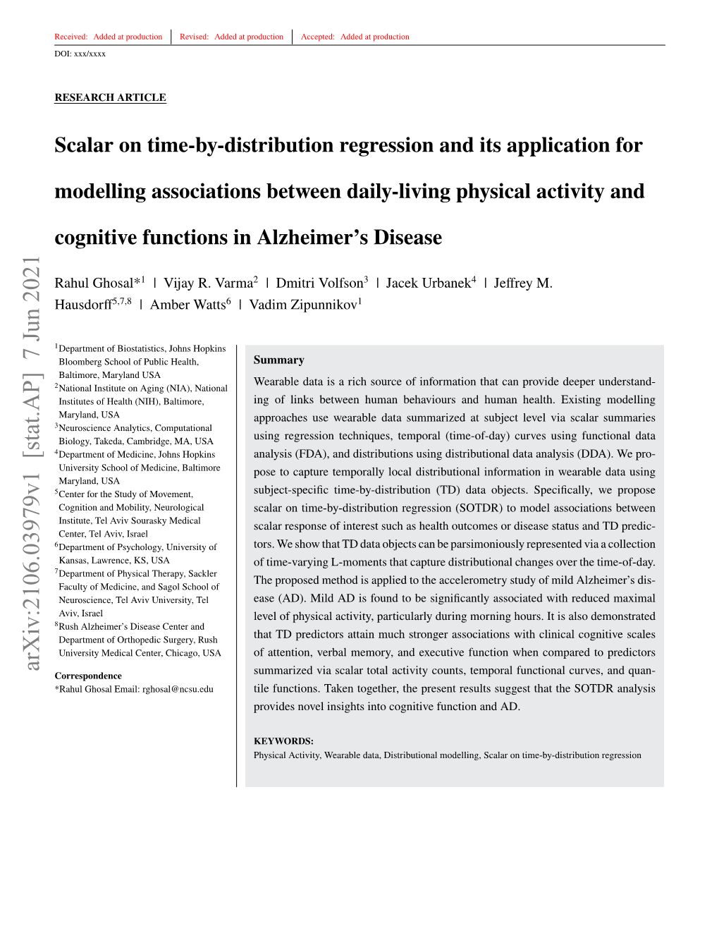 Arxiv:2106.03979V1 [Stat.AP] 7 Jun 2021