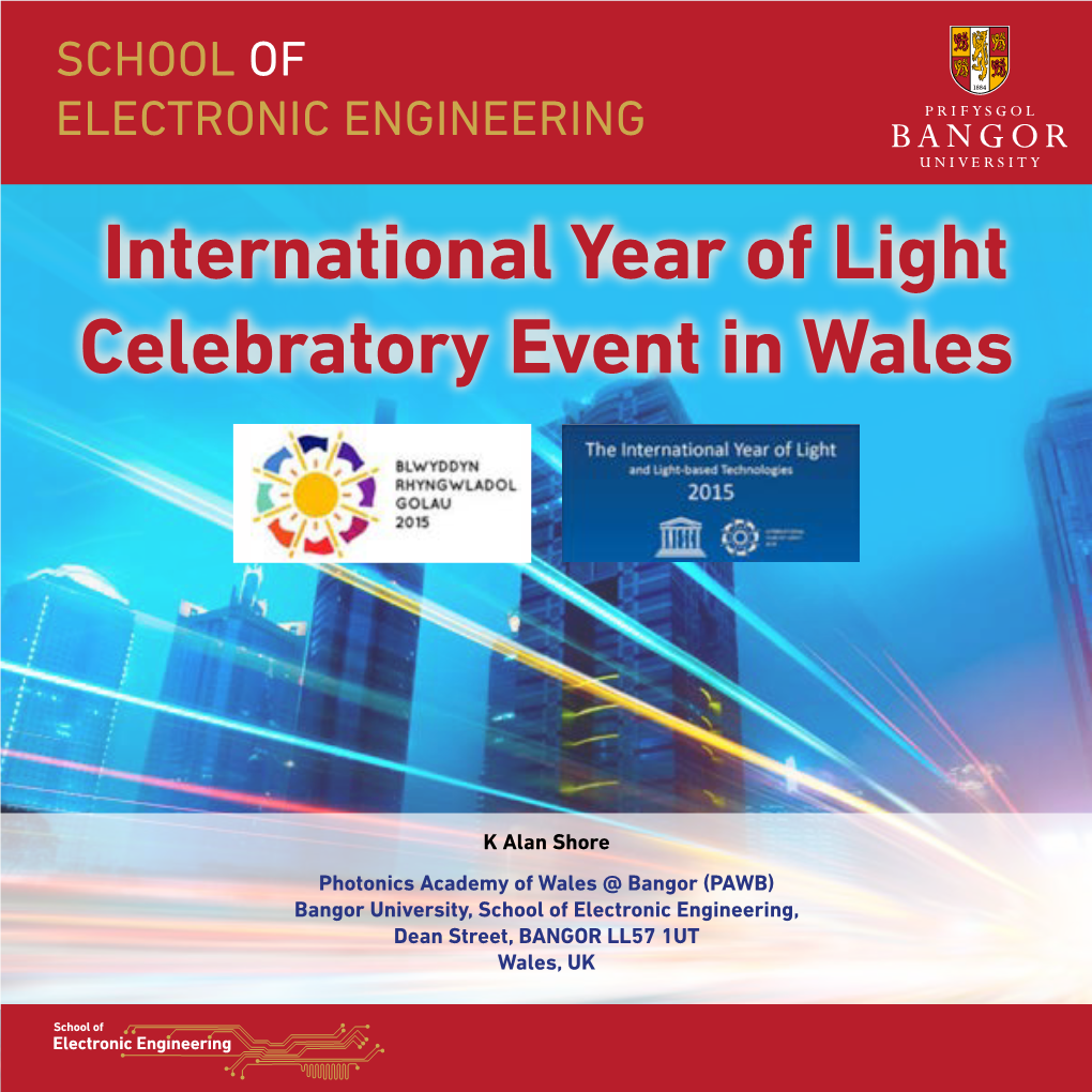 International Year of Light Celebratory Event in Wales