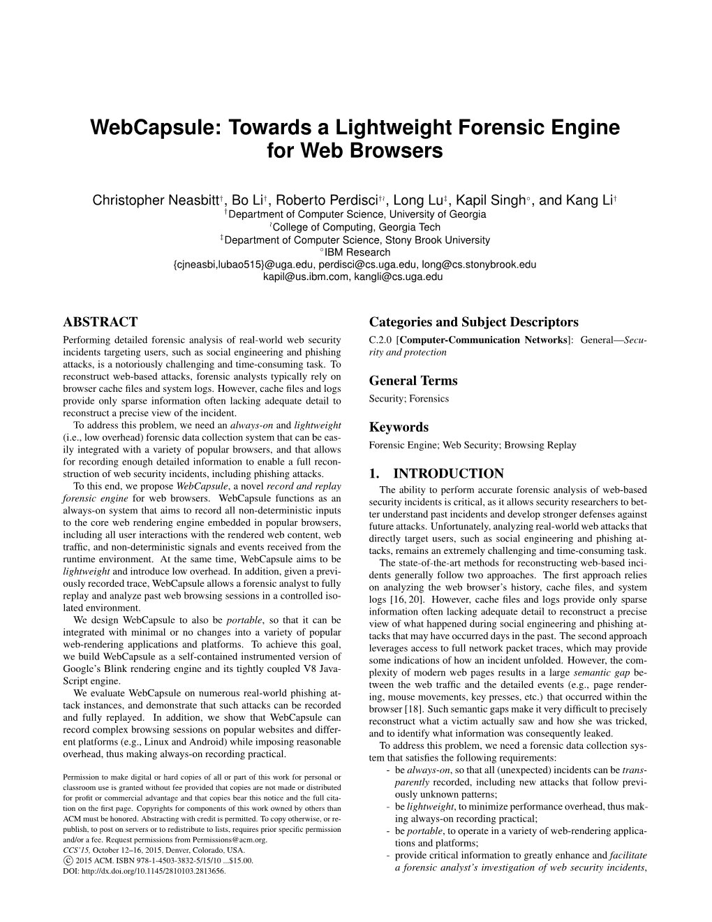 Webcapsule: Towards a Lightweight Forensic Engine for Web Browsers