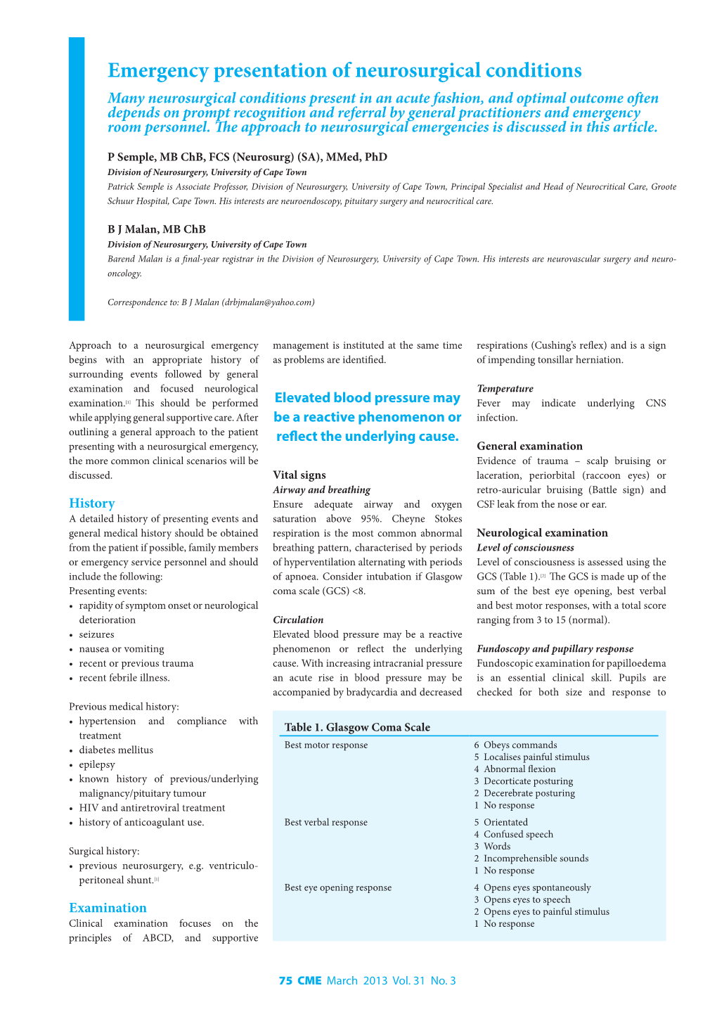 Emergency Presentation of Neurosurgical Conditions