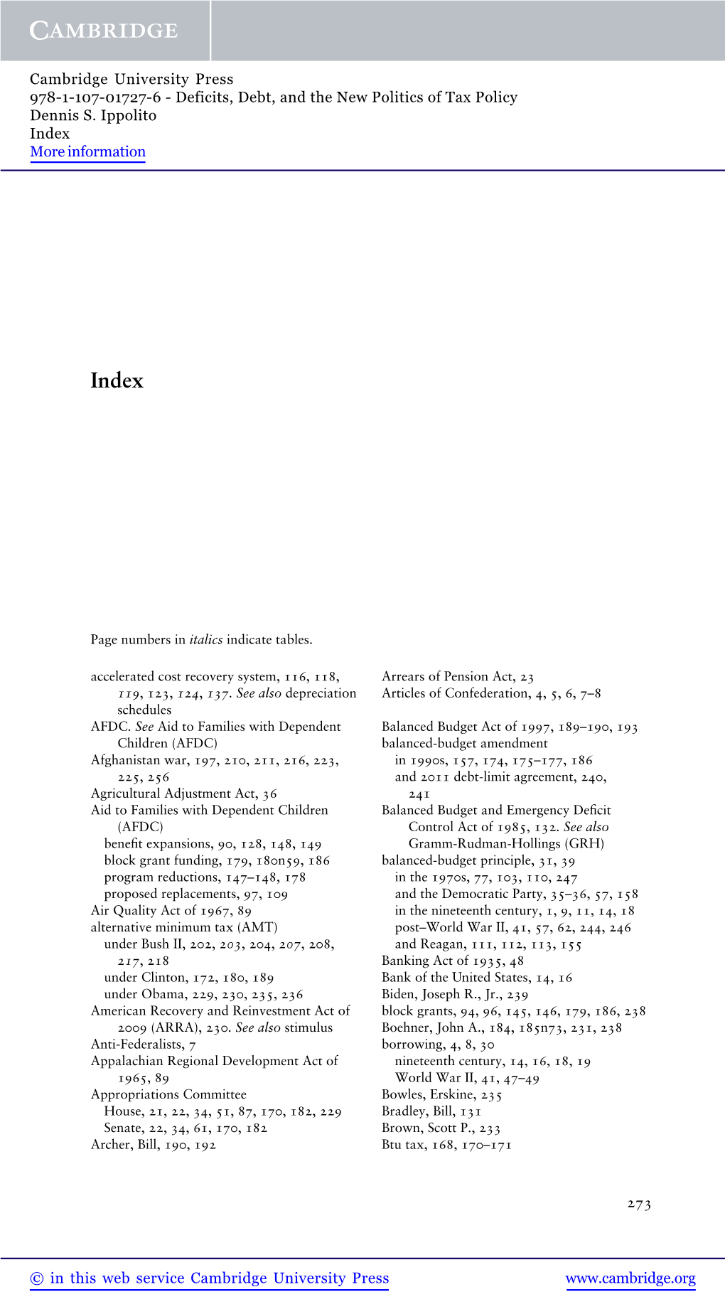 Deficits, Debt, and the New Politics of Tax Policy Dennis S