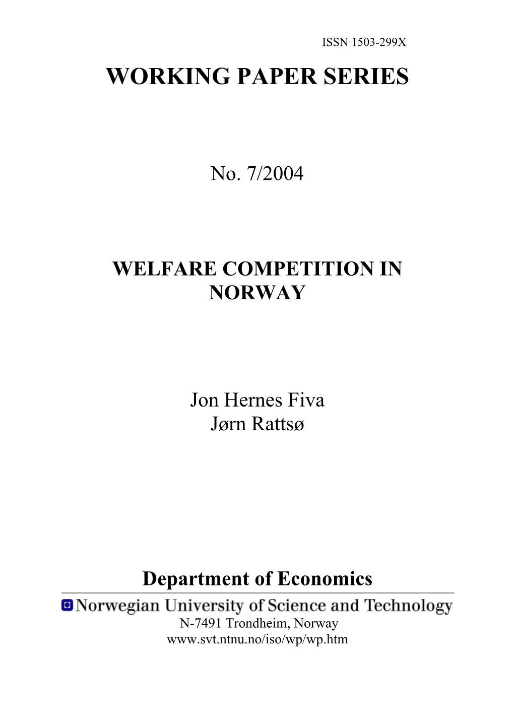 Welfare Competition in Norway