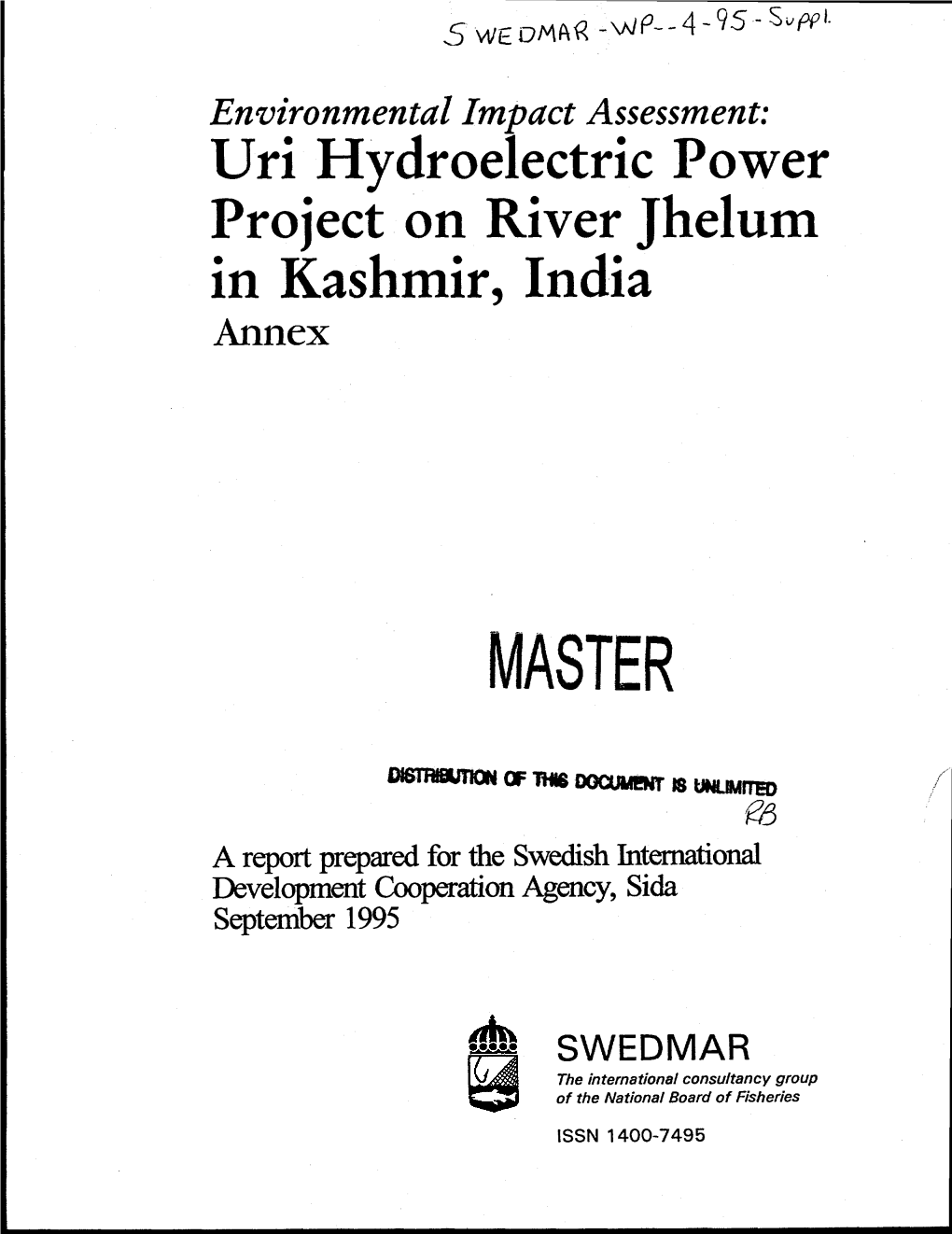 Environmental Impact Assessment: Uri Hydroelectric Power Project on River Jhelum in Kashmir, India Annex