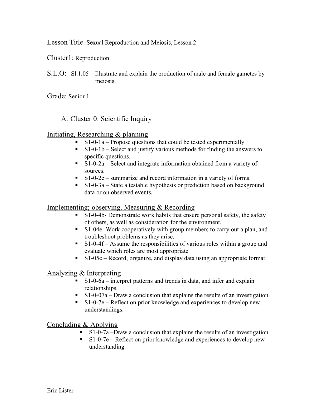 Sexual Reproduction And Meiosis, Lesson 1