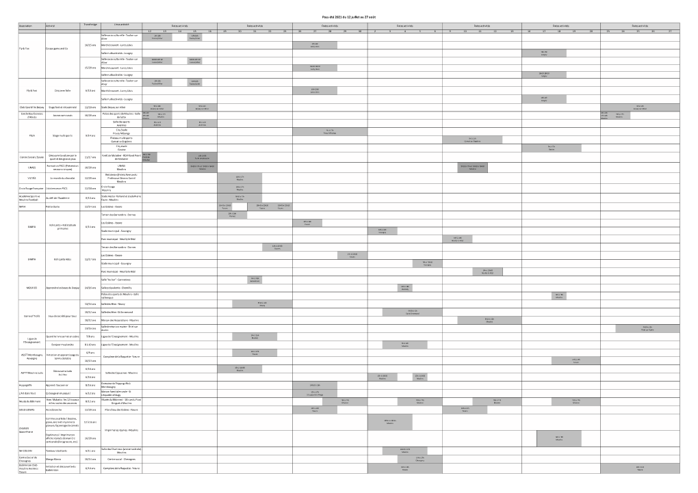 Planning Activités 2021