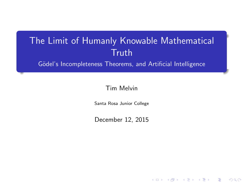 Gödel's Incompleteness Theorems, and Artificial Intelligence