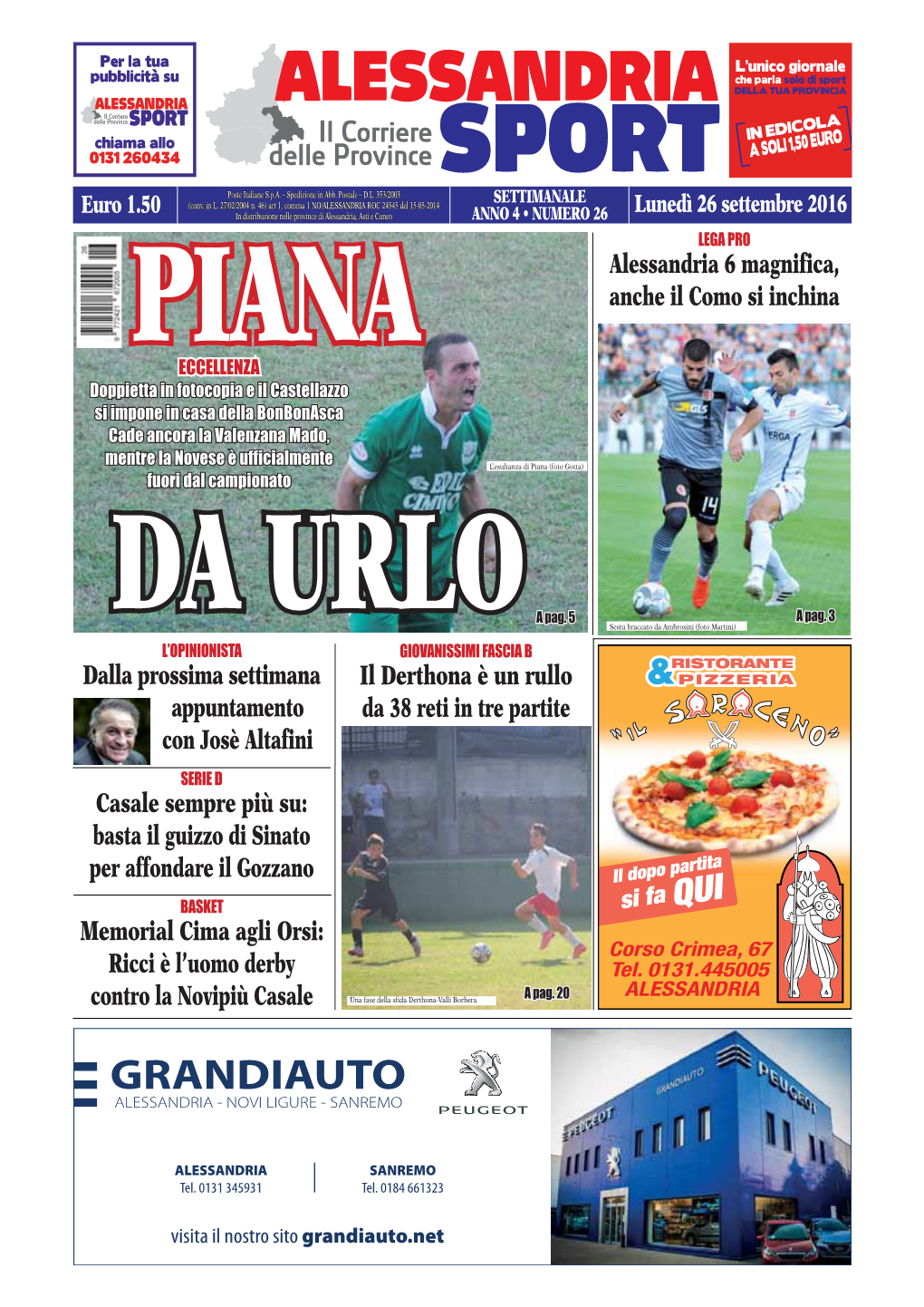 Alessandria Sport Del 26/09/2016