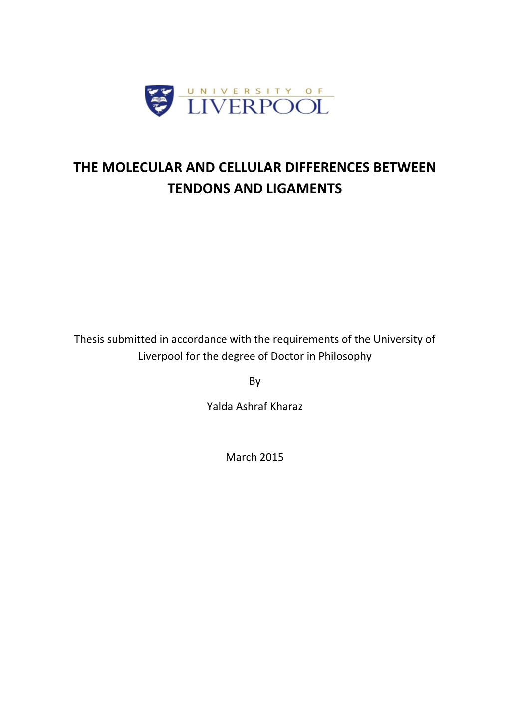 The Molecular and Cellular Differences Between Tendons and Ligaments