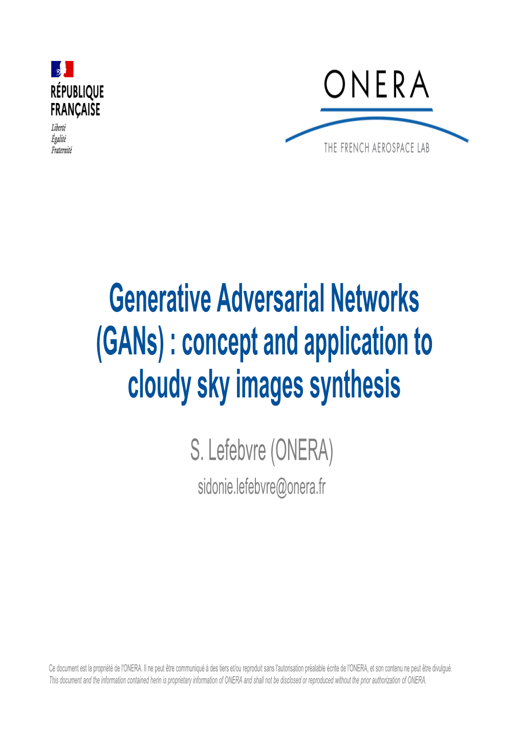 Generative Adversarial Networks (Gans) : Concept and Application to Cloudy Sky Images Synthesis