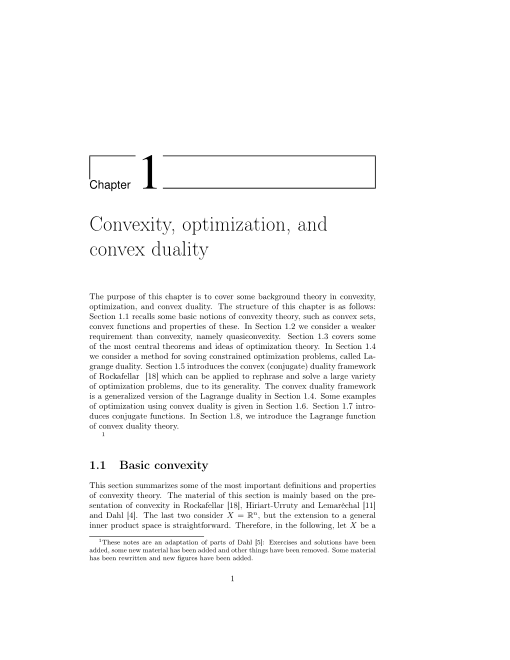 Convexity, Optimization, and Convex Duality