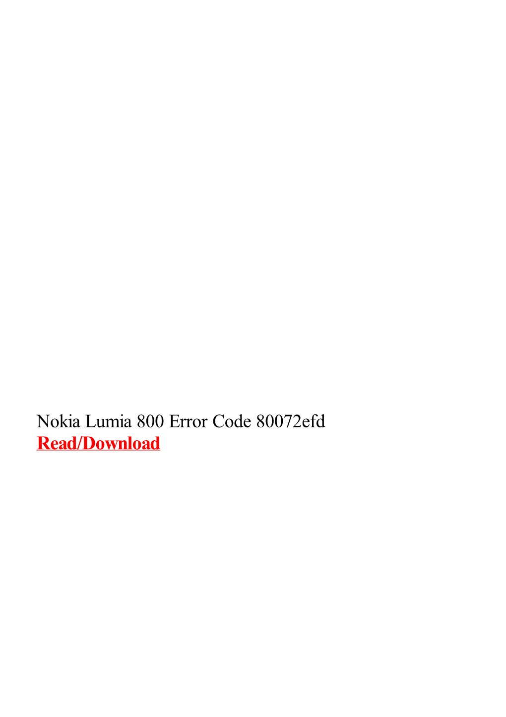 Nokia Lumia 800 Error Code 80072Efd