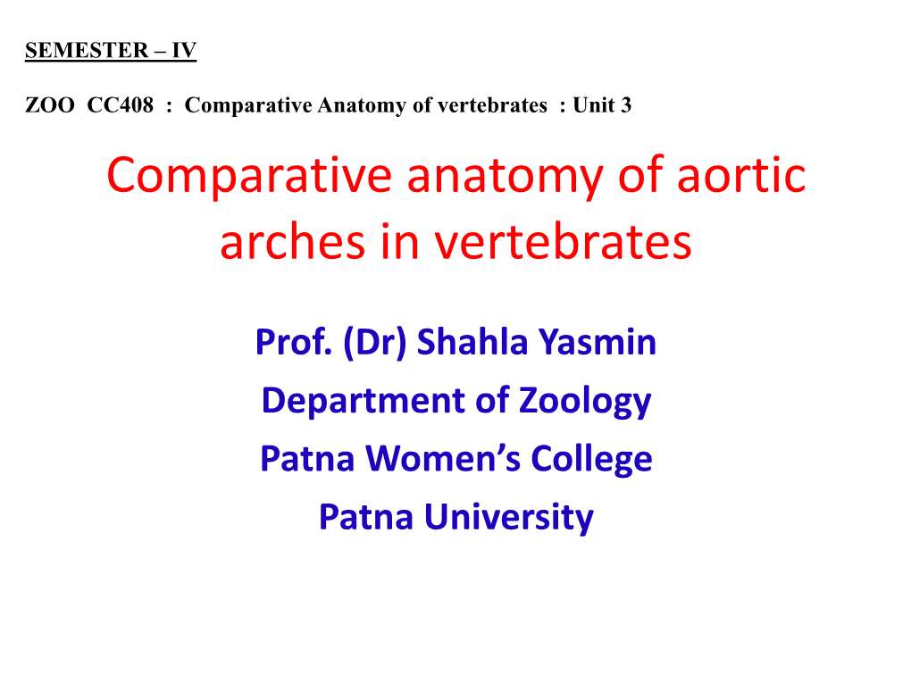 Comparative Anatomy of Aortic Arches in Vertebrates