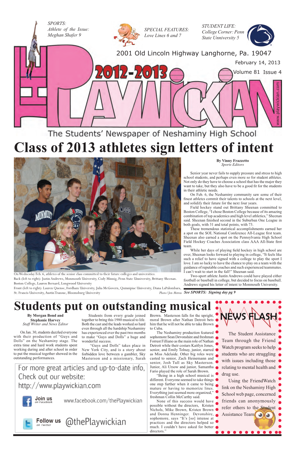 Class of 2013 Athletes Sign Letters of Intent by Vinny Frazzetto Sports Editors
