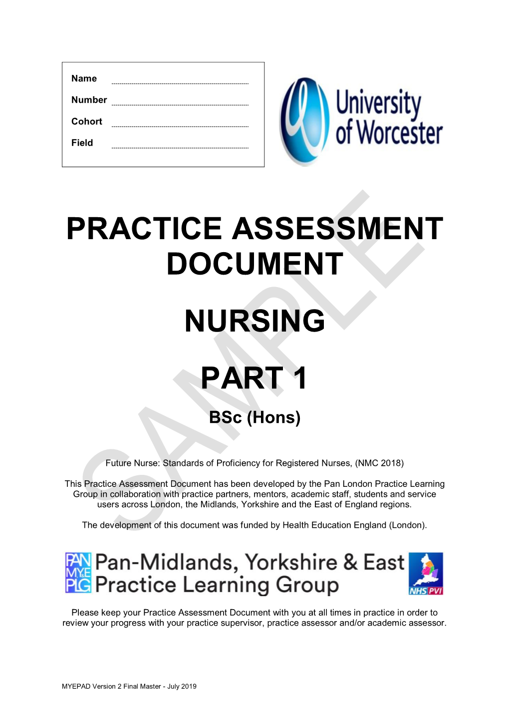 Practice Assessment Document Nursing Part 1