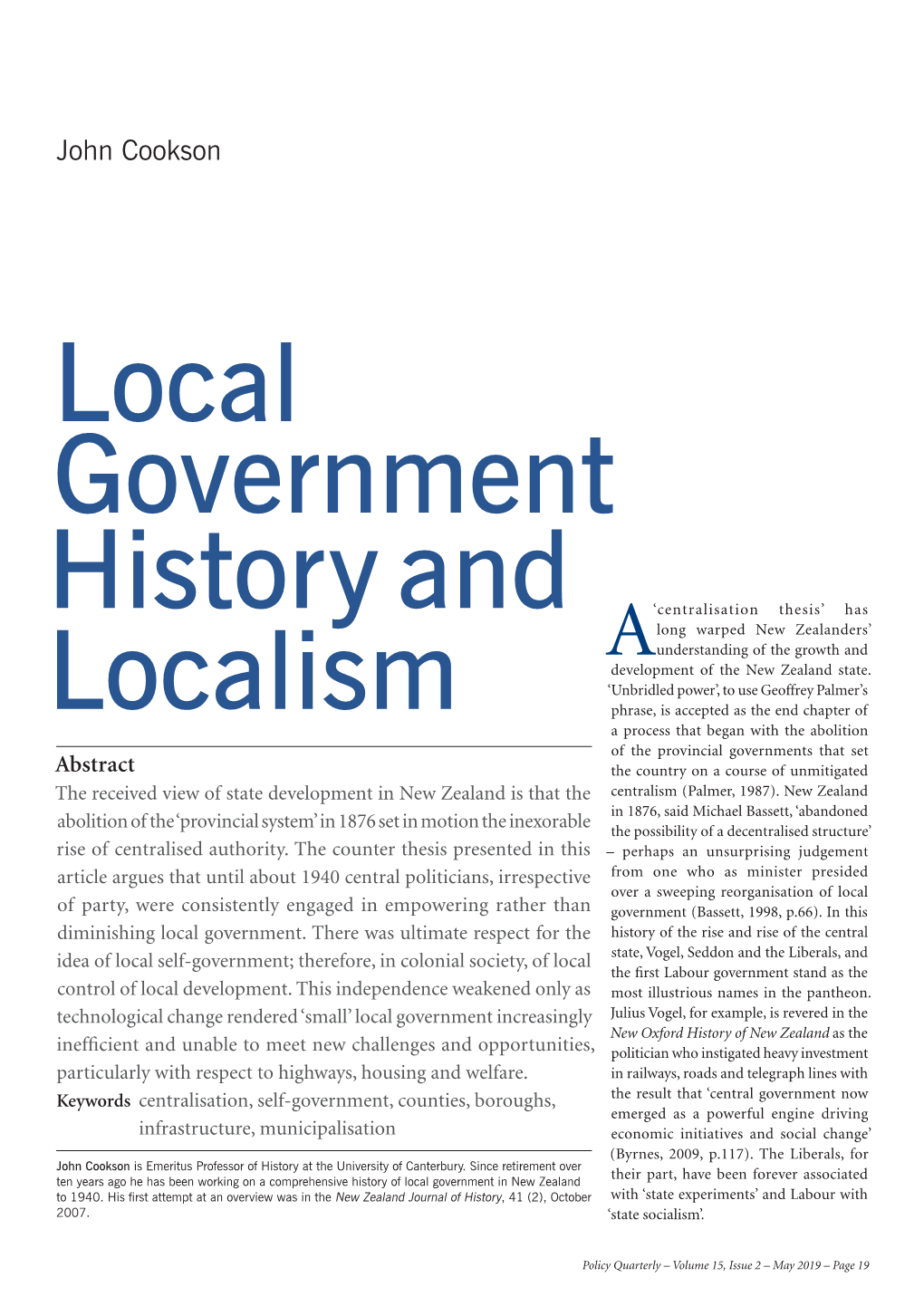 Local Government History and Localism