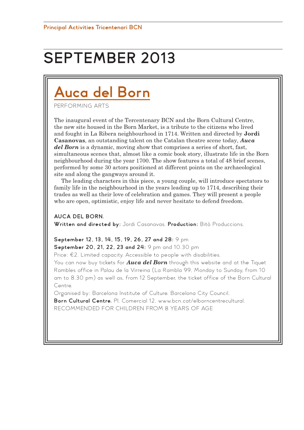 Auca Del Born SEPTEMBER 2013