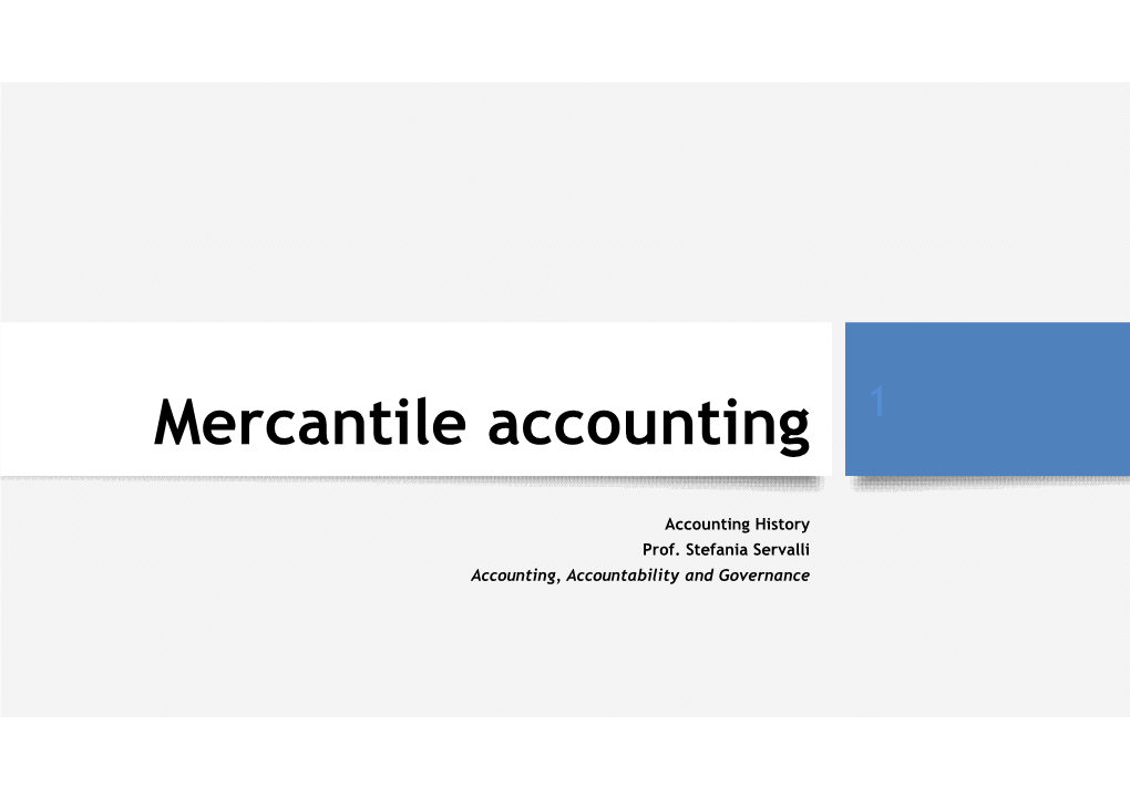 Mercantile Accounting 1