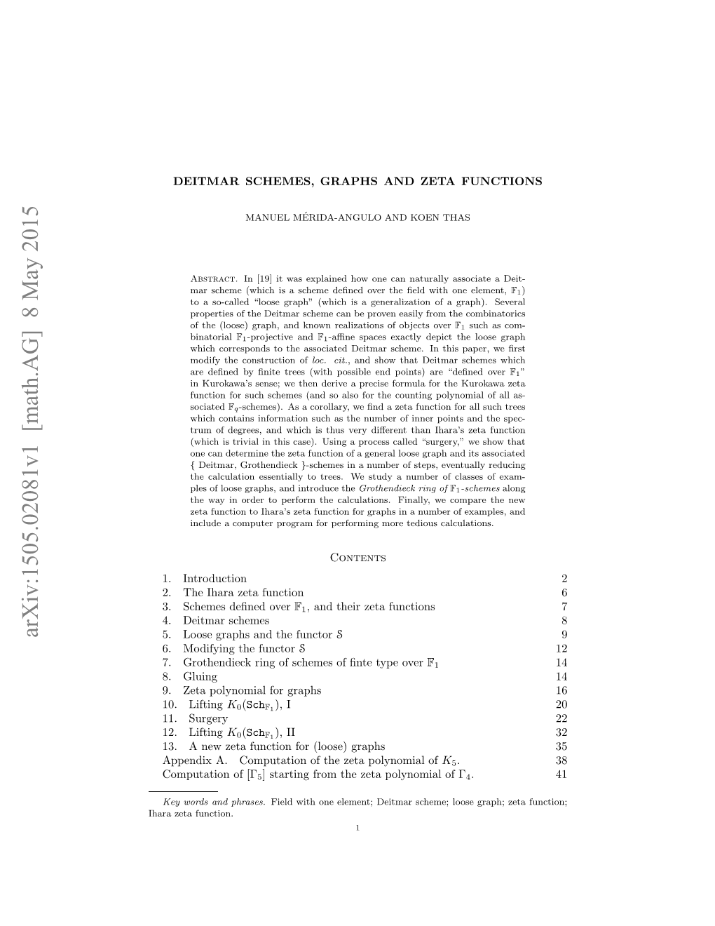 Deitmar Schemes, Graphs and Zeta Functions