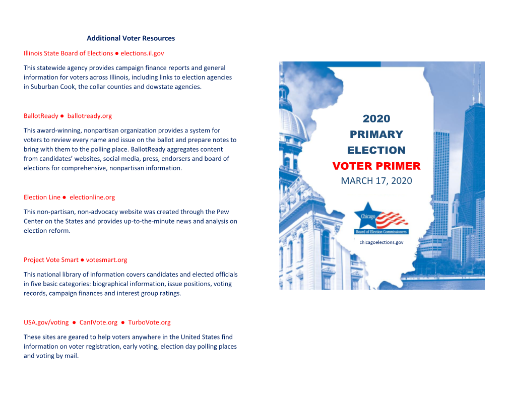 2020 Primary Election Voter Primer March 17, 2020
