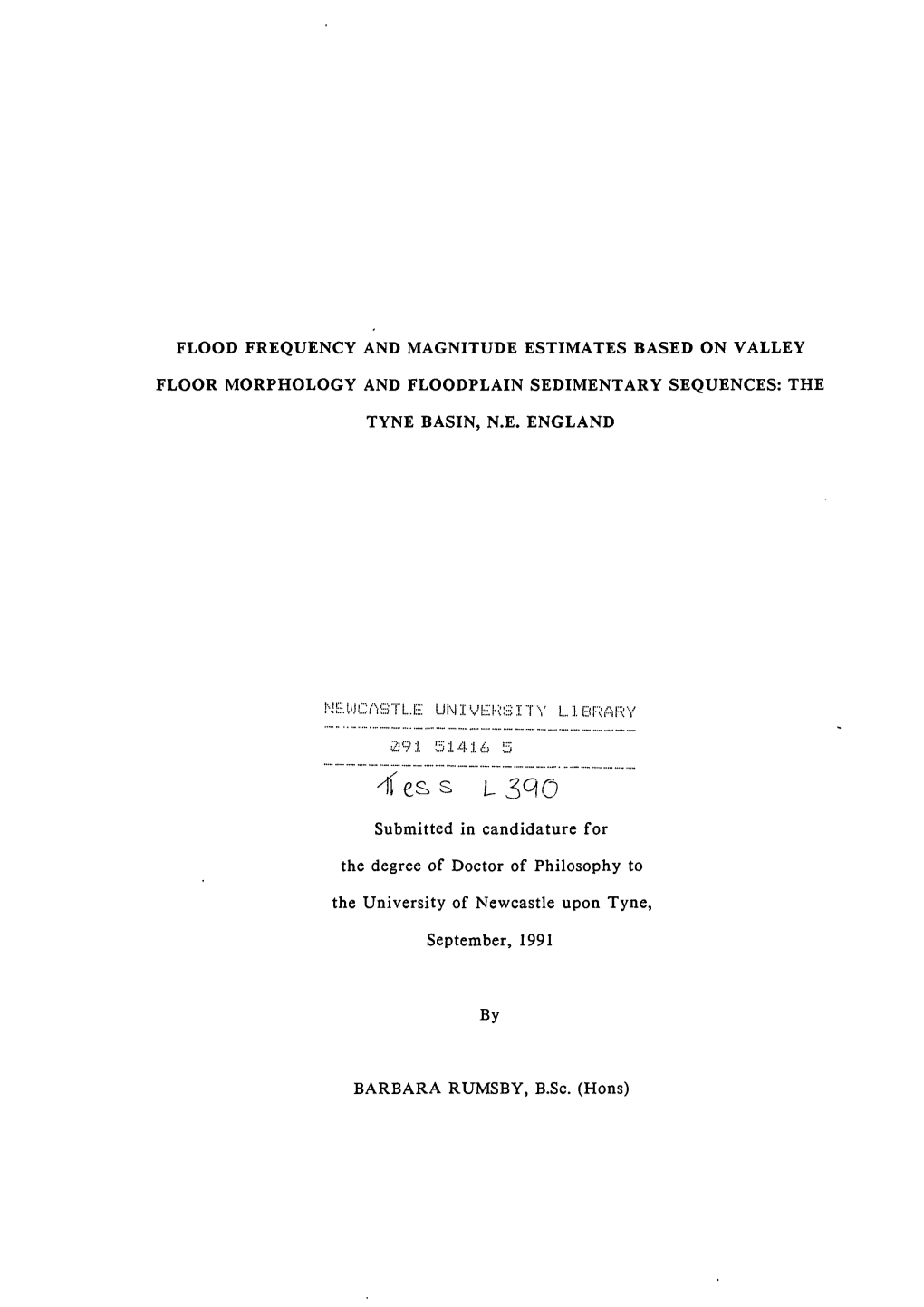 Flood Frequency and Magnitude Estimates Based on Valley Floor