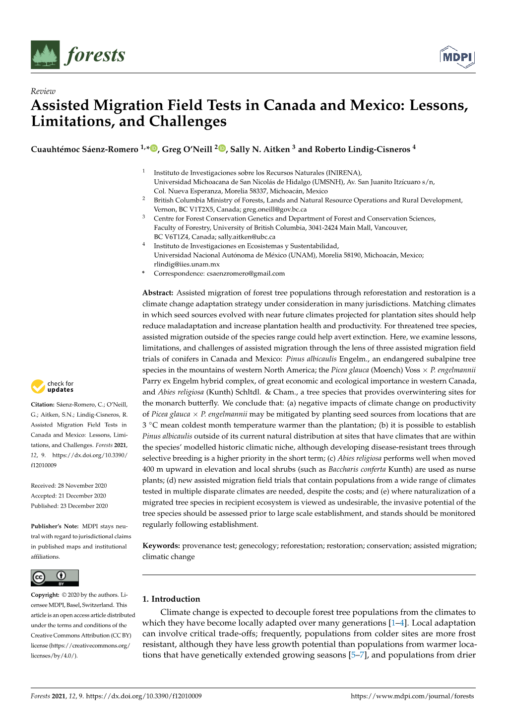 Assisted Migration Field Tests in Canada and Mexico: Lessons, Limitations, and Challenges