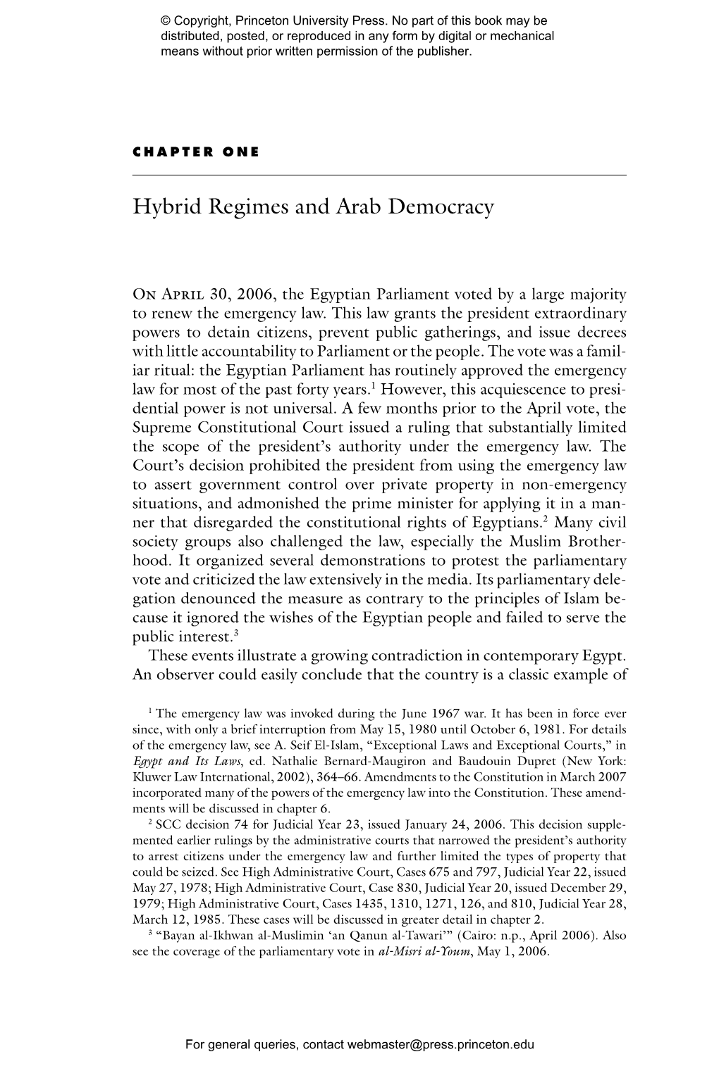 Hybrid Regimes and Arab Democracy