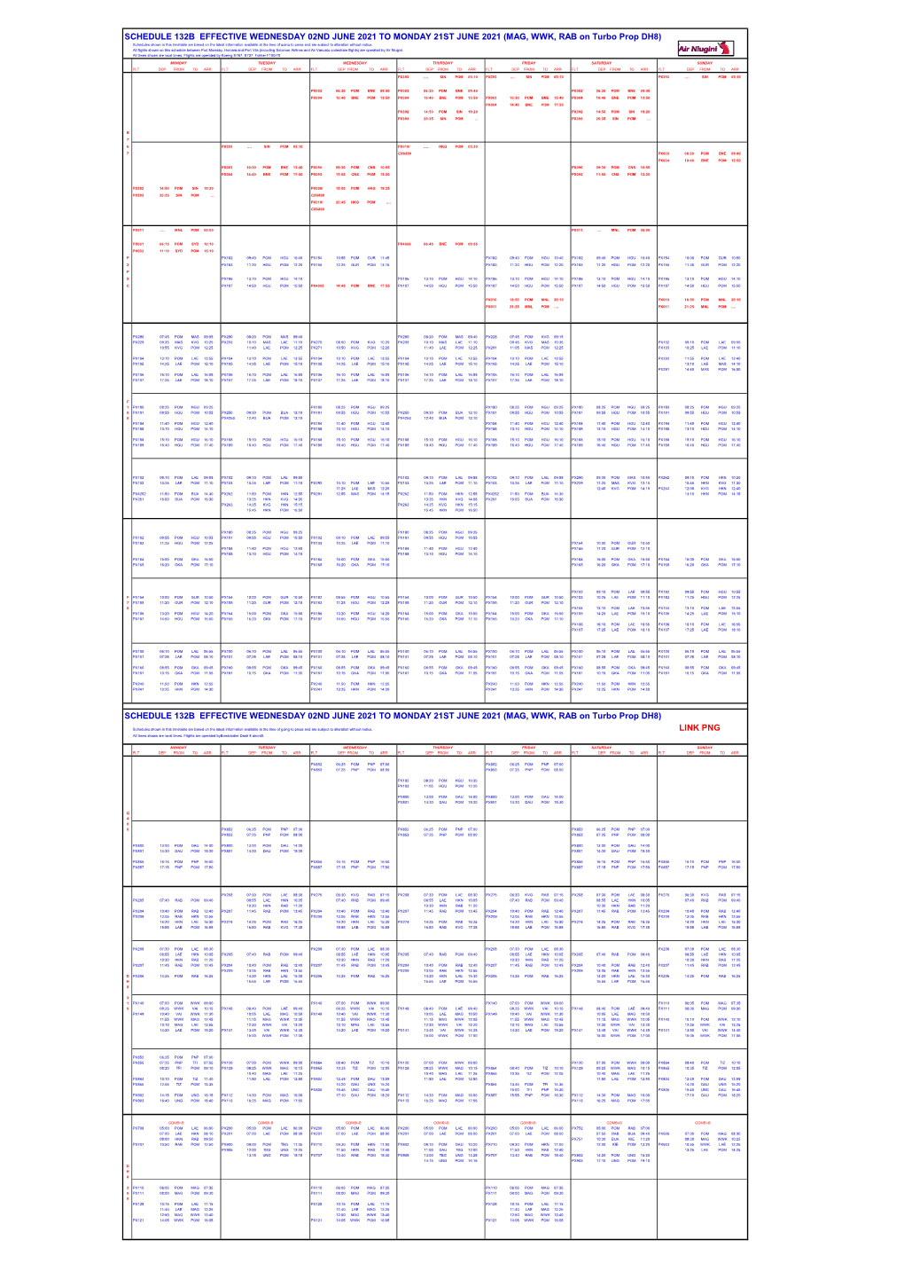 Schedule 132B Effective Wednesday 02Nd June 2021