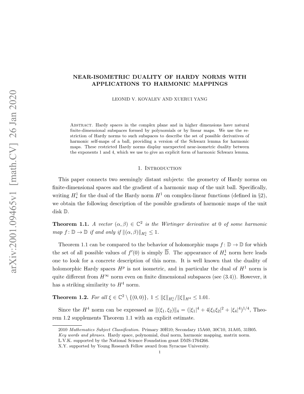 Near-Isometric Duality of Hardy Norms with Applications to Harmonic