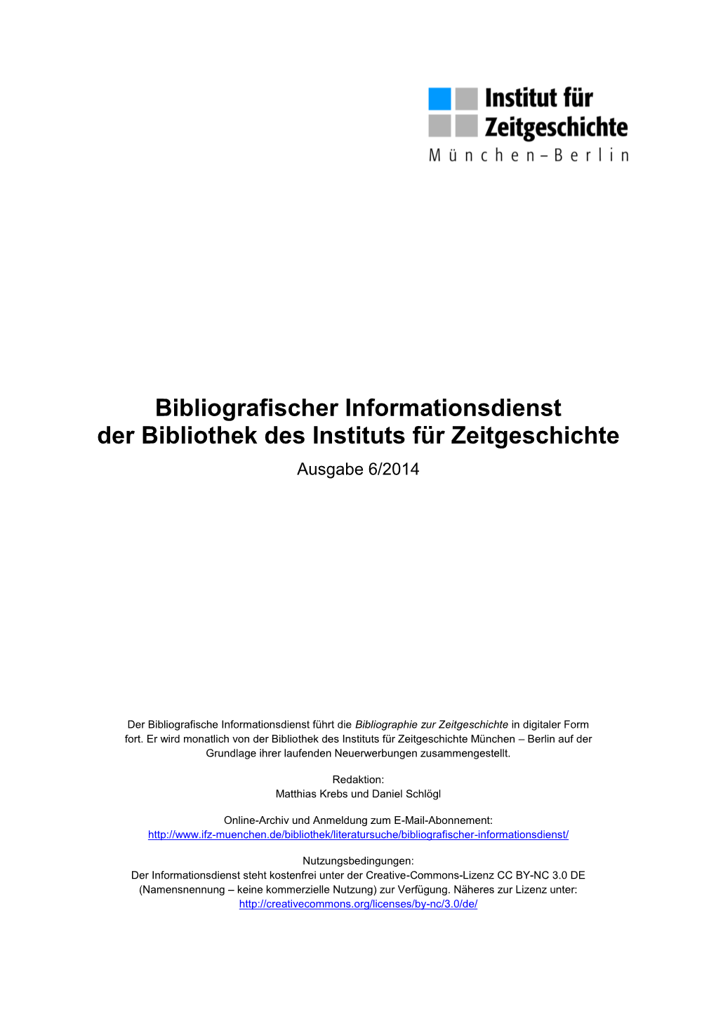 Bibliografischer Informationsdienst 06/2014