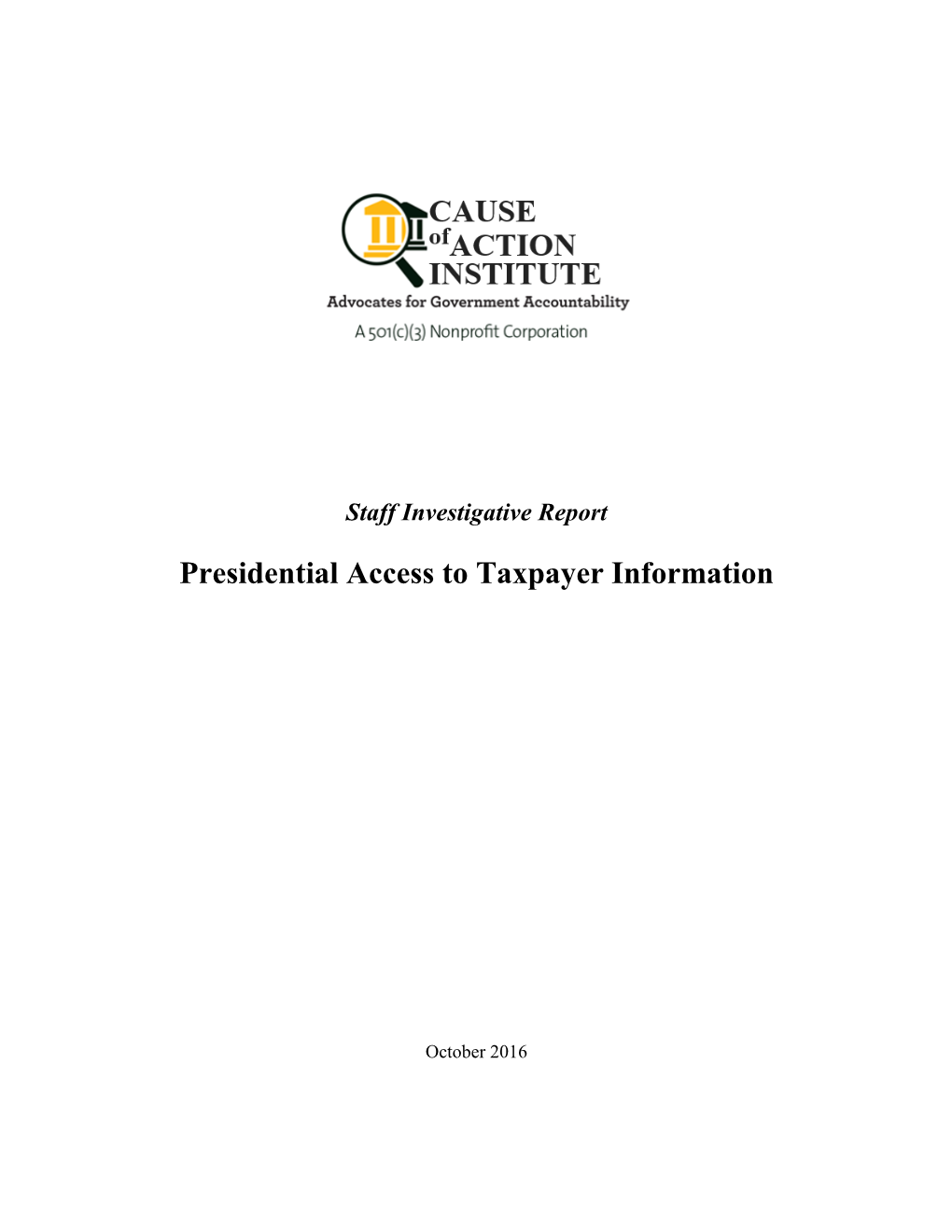 Presidential Access to Taxpayer Information