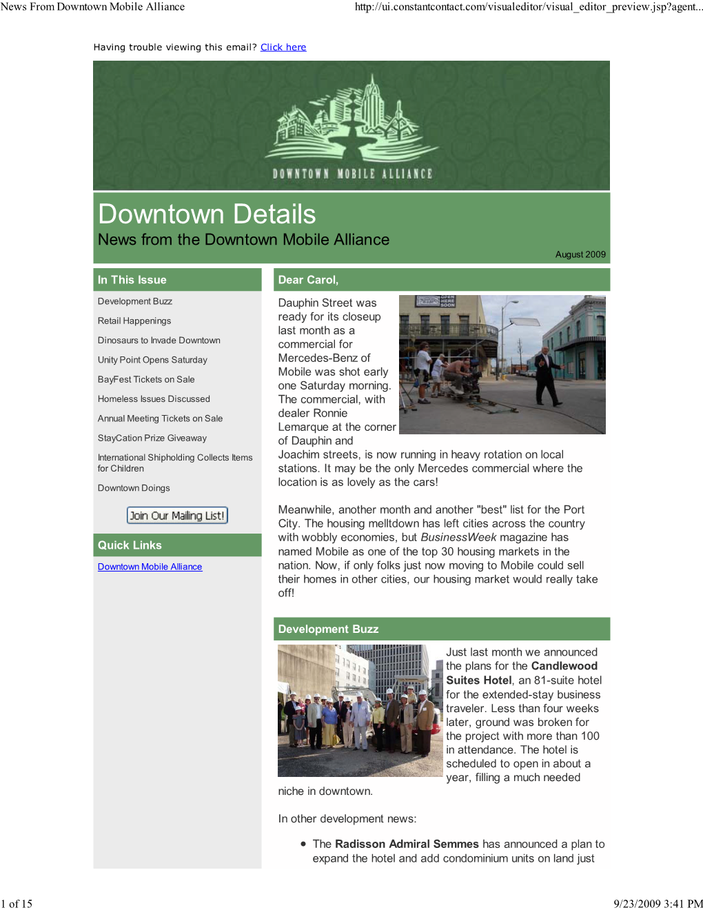 News from Downtown Mobile A